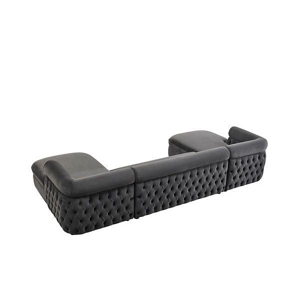 Brooklyn Gray Tufted Double Chaise Sectional, view 6
