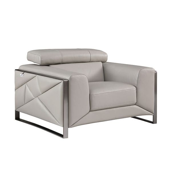 Giorgio Light Gray Italian Leather Sofa and Loveseat Set, view 5