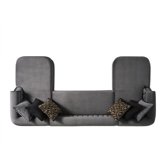 Brooklyn Gray Tufted Double Chaise Sectional, view 10