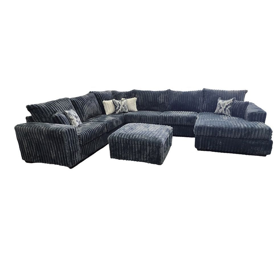 Texan Gray Oversized Corduroy Sectional with Chaise, view 3