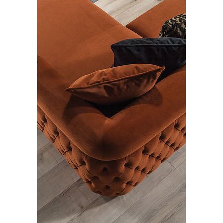 Brooklyn Orange Tufted Double Chaise Sectional, view 13