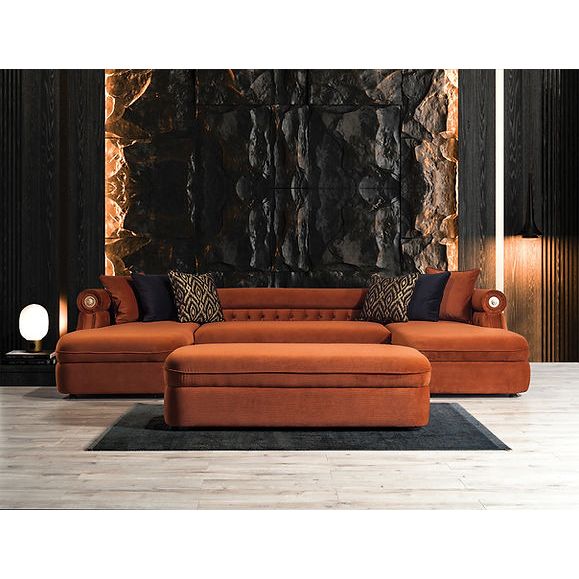 Brooklyn Orange Tufted Double Chaise Sectional, view 3