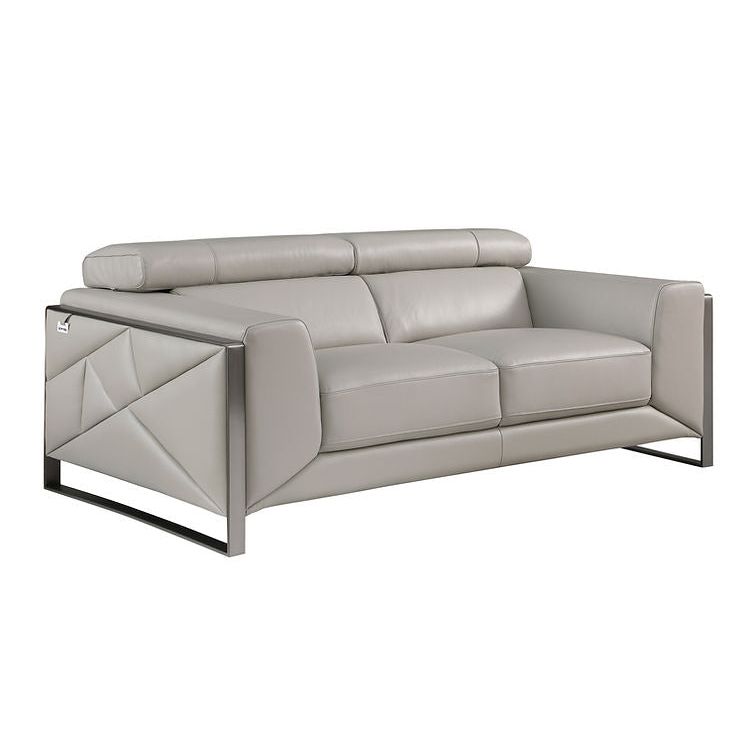 Giorgio Light Gray Italian Leather Sofa and Loveseat Set, view 4