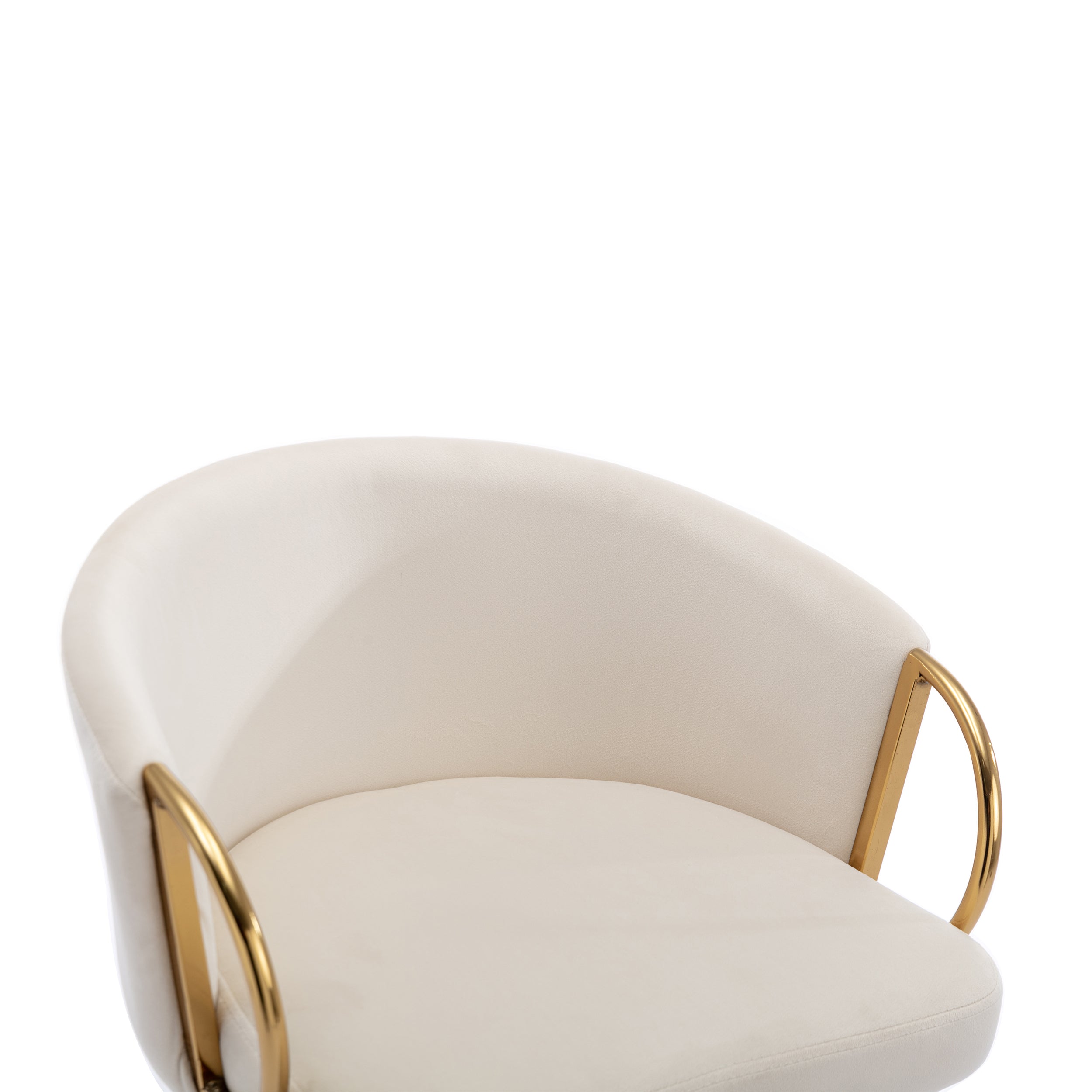 30 Inch Set of 2 Bar Stools,with Chrome Footrest and Base Velvet + Golden Leg Simple Bar Stool,CREAM