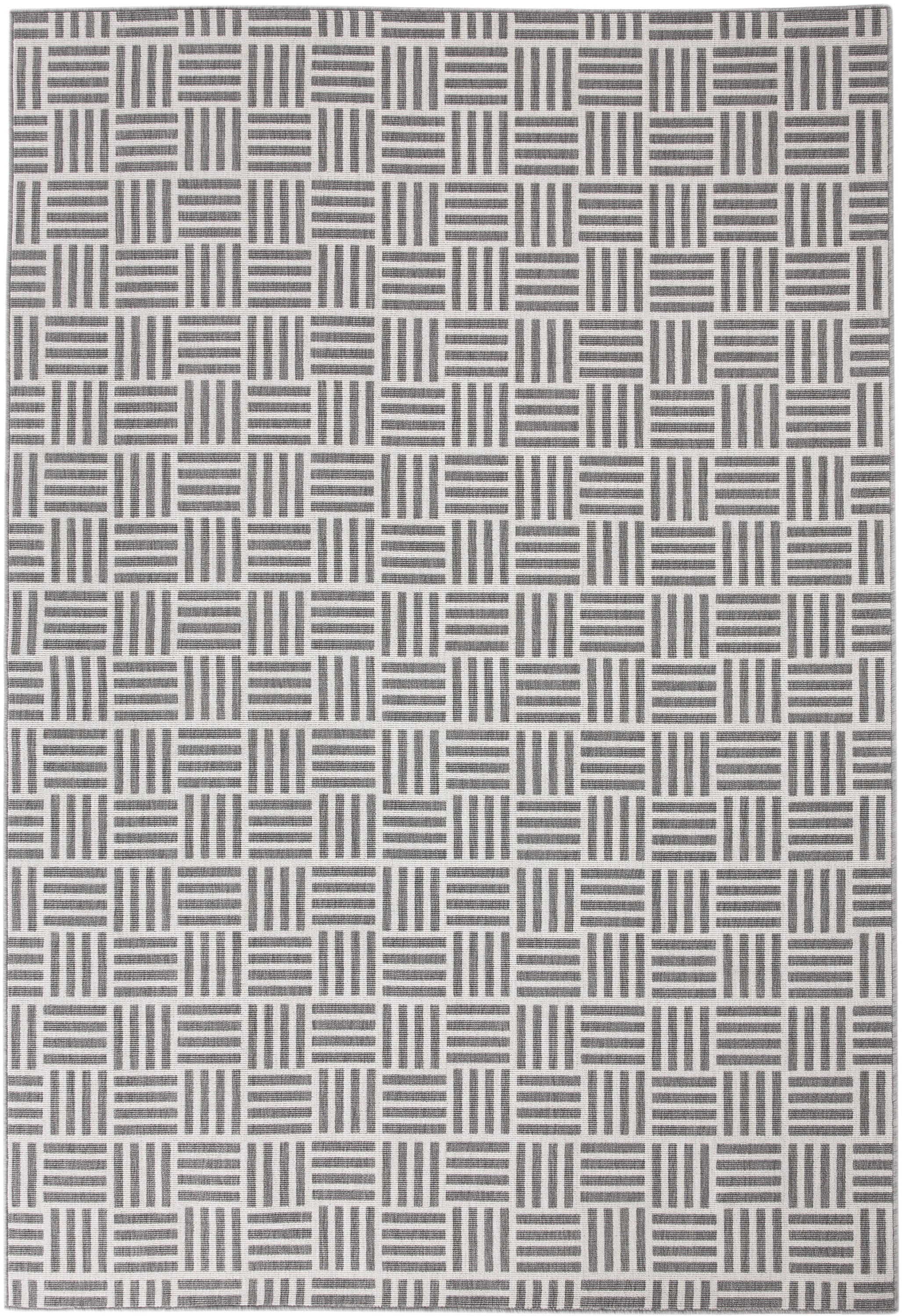 Nantucket White and Gray Polypropylene Indoor/ Outdoor Area Rug 5x8