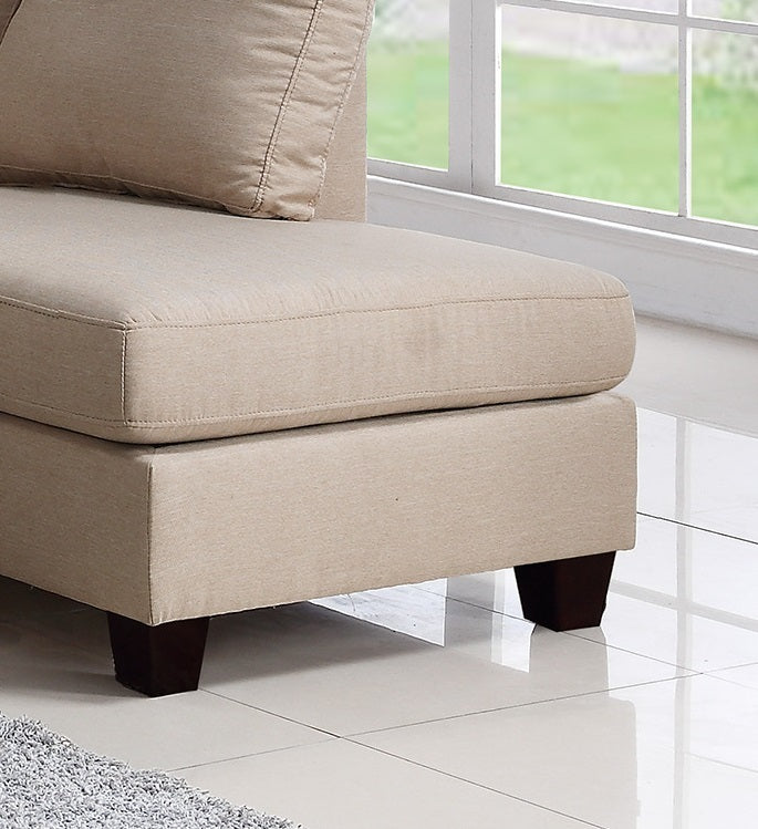 Sand Color Linen Like Fabric 3pcs Sectional Reversible