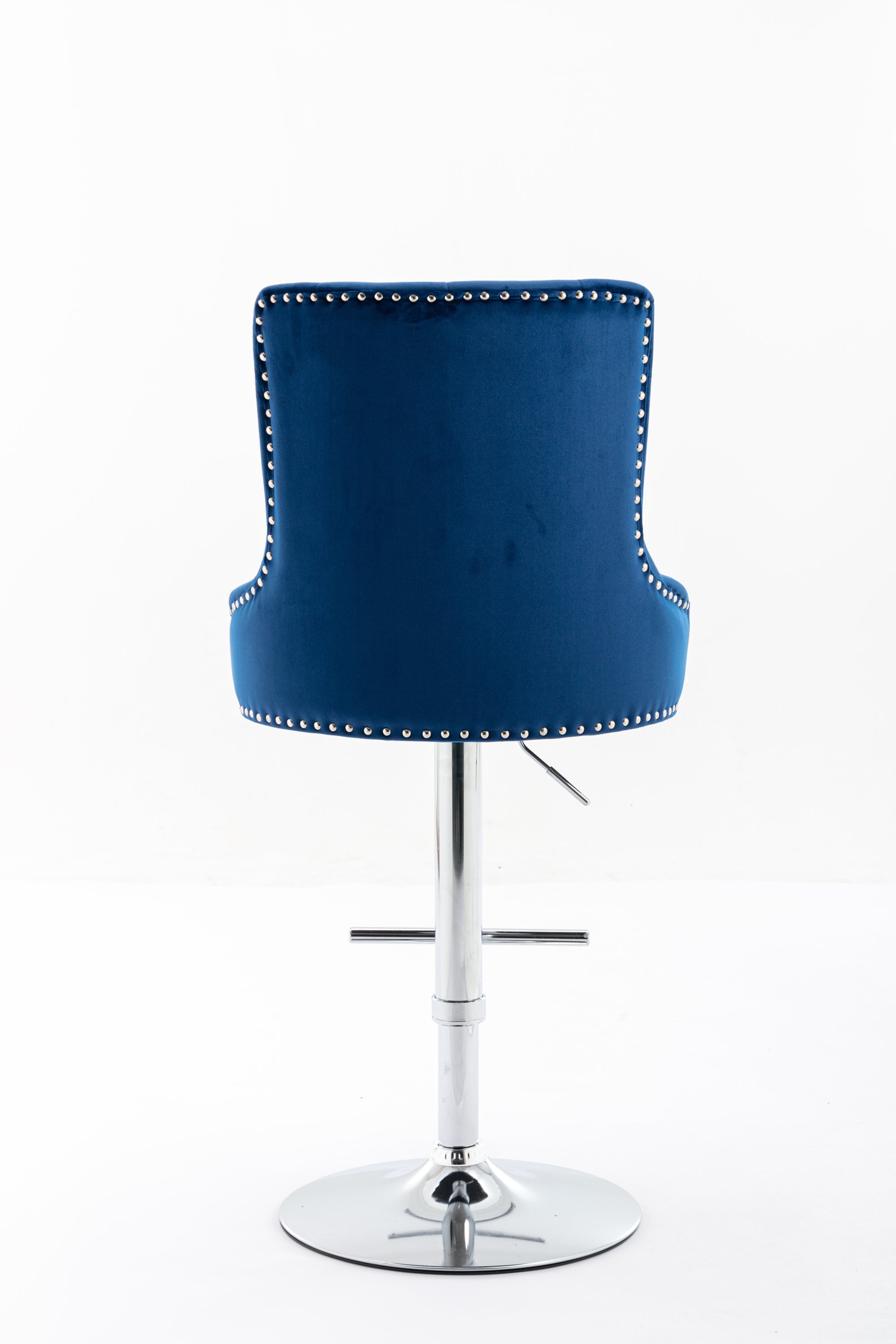 Swivel Velvet Barstools Adjusatble Seat Height , Modern Upholstered Bar Stools with Backs Comfortable Tufted for Home Pub and Kitchen Island（Dark Navy,Set of 2）