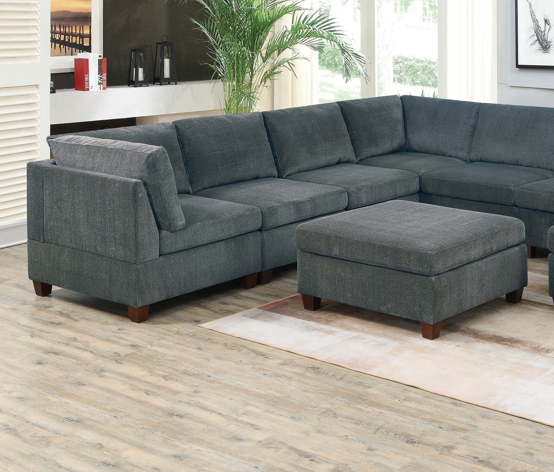 Grey Chenille Modular Sectional 9pc Set