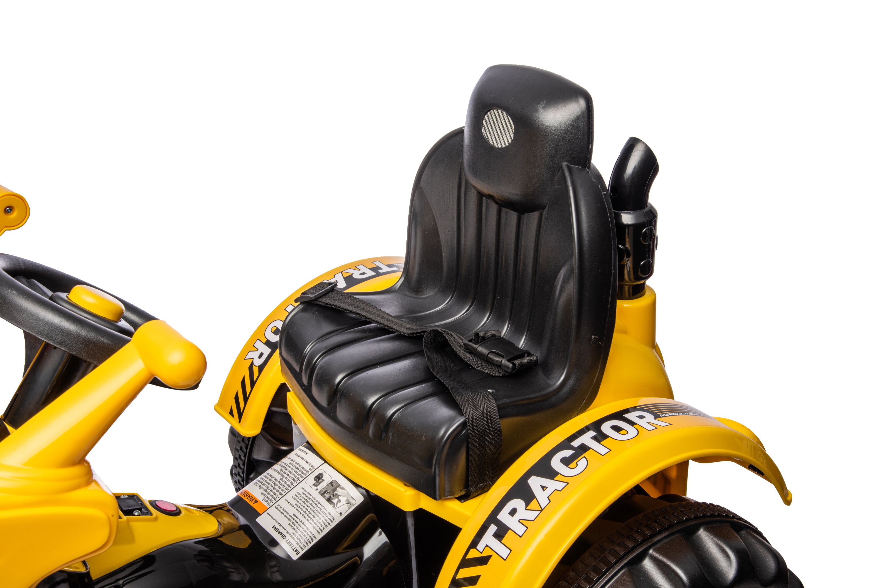 Ride on Excavator, 12V Battery Powered Construction Vehicles for Kids, Front Loader with Horn, 2 Speeds, Forward/Backward, Safety Belt,Treaded Wheels, Digger, Yellow Ride on Car