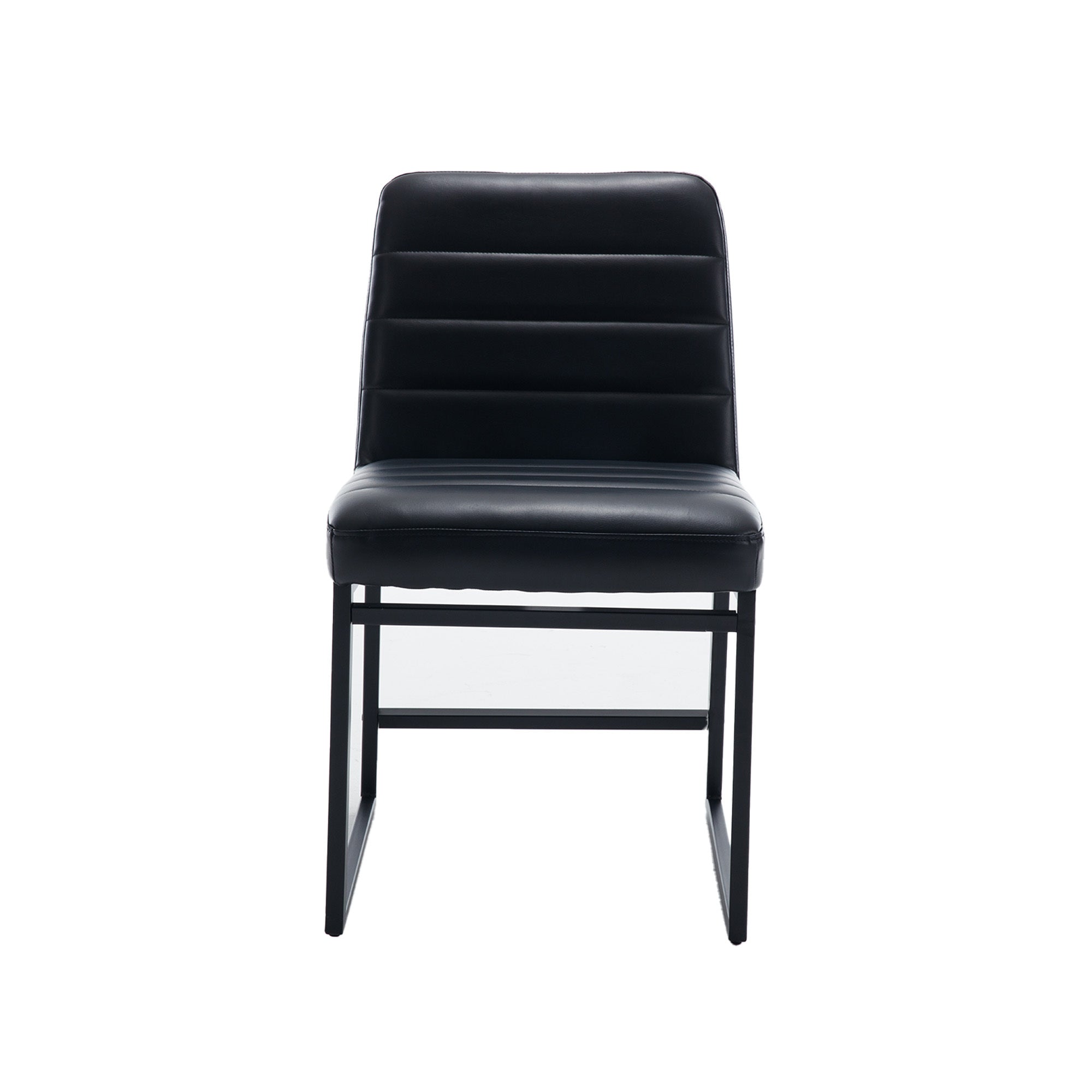 Upholstered Leather Dining Chairs Set of 2 With Metal Legs, Mid Century Modern Leisure Chairs for Kitchen Living Room Dining room Bistro Coffee Shop,Black