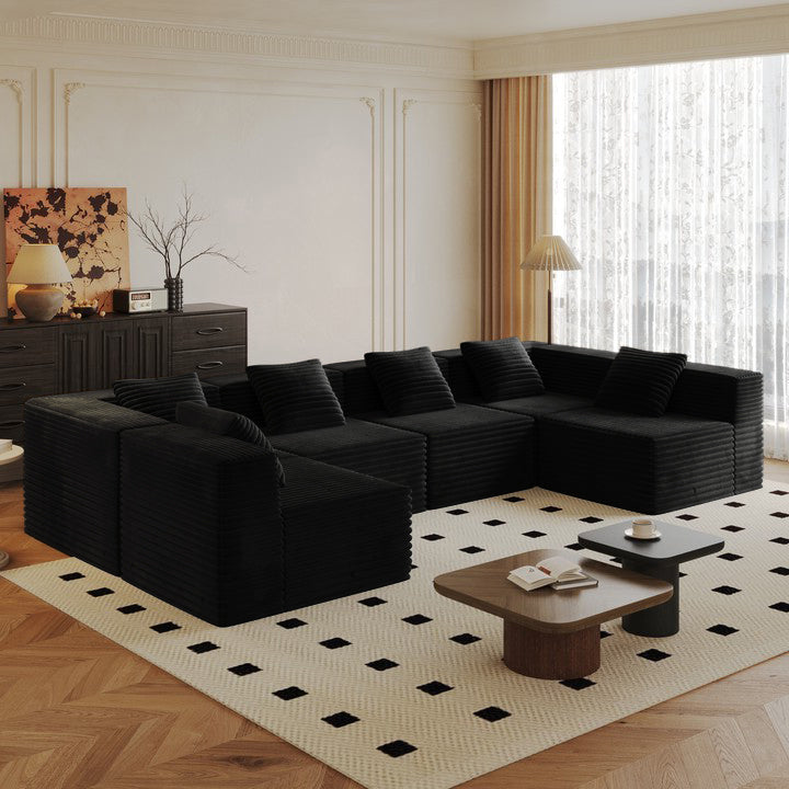 Modular Sectional Couches for Living Room with Deep Seat, Compression Sofa, High Density Memory Foam, Boneless Upholstered Couches, No Assembl