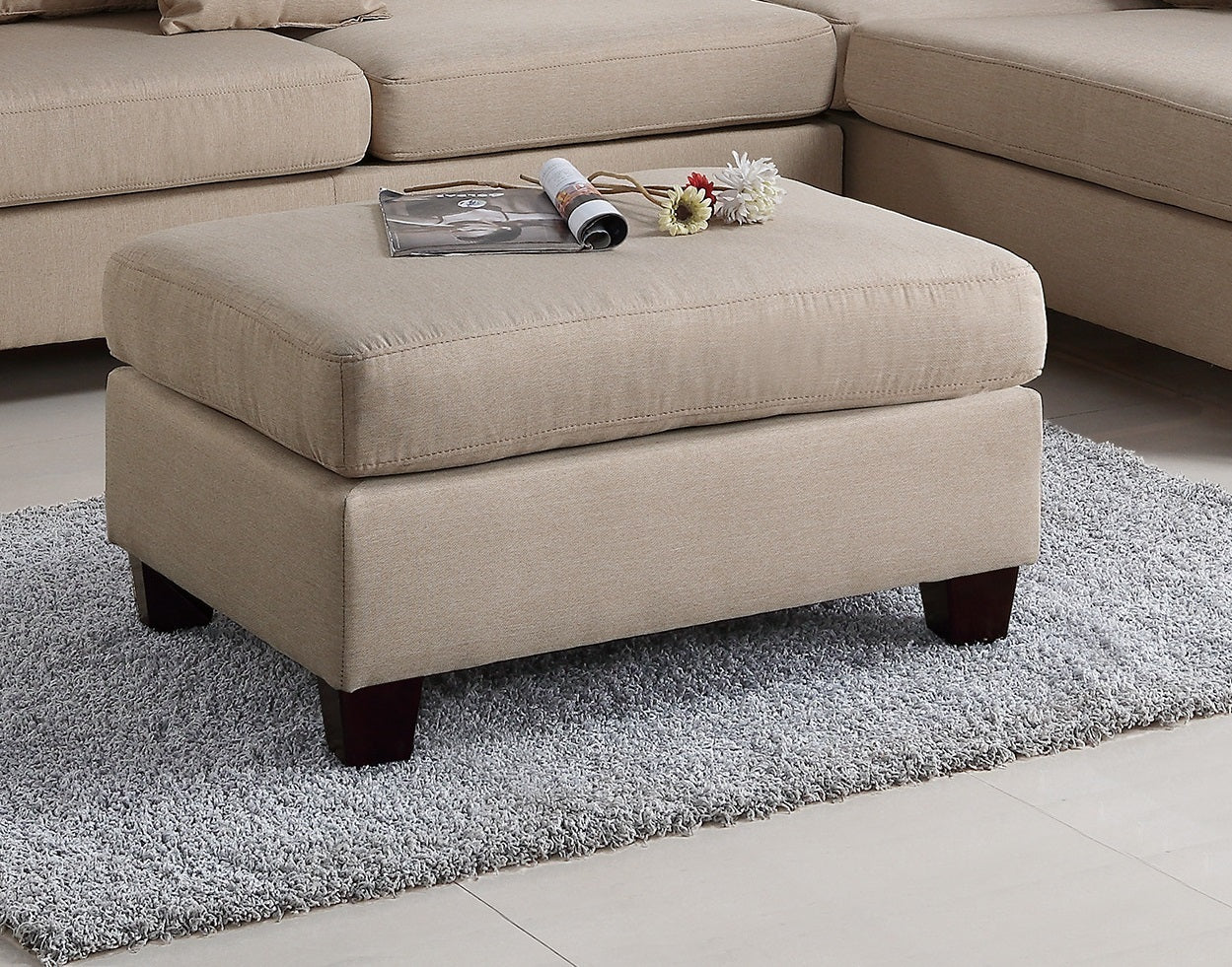 Sand Color Linen Like Fabric 3pcs Sectional Reversible