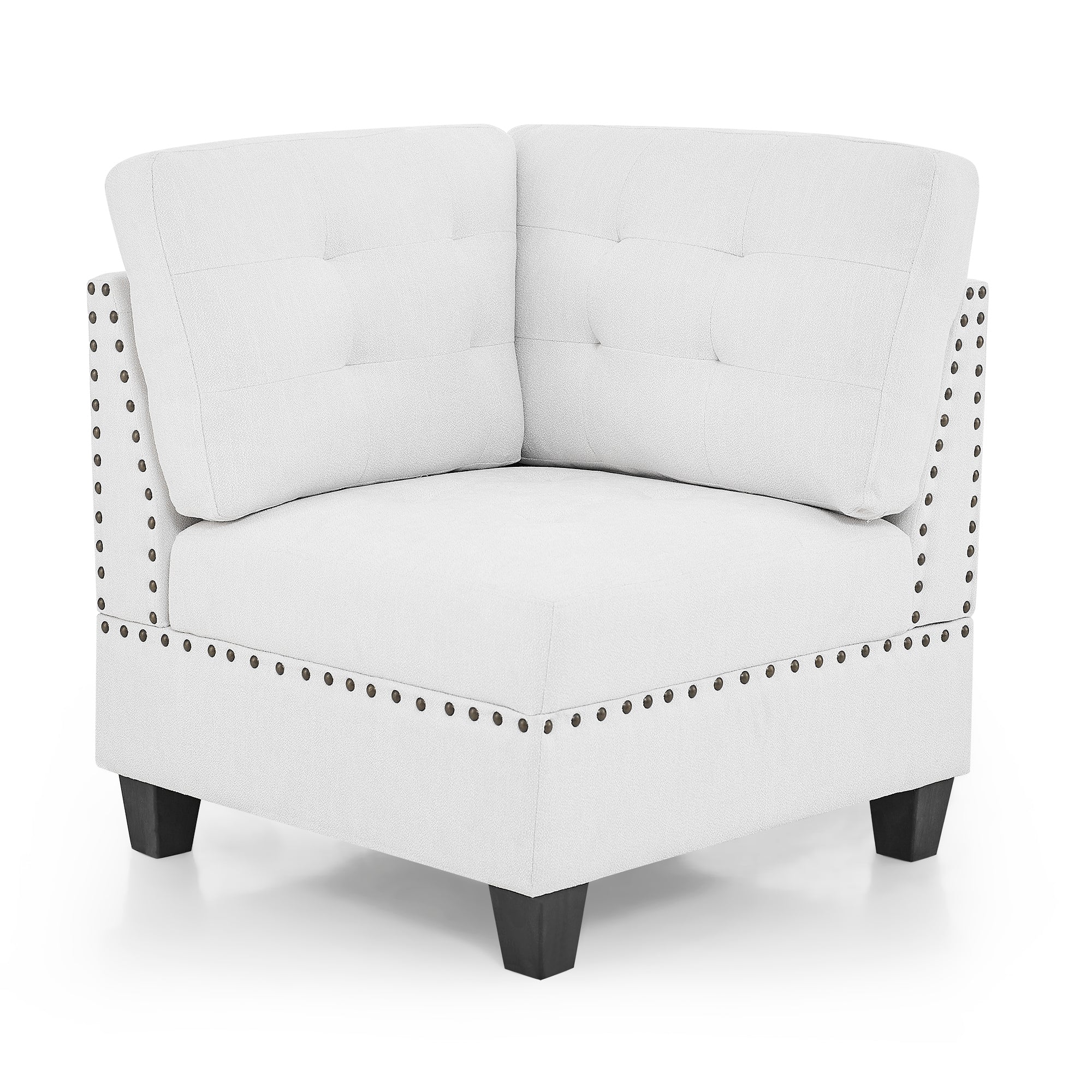 L shape Modular Sectional Sofa,DIY Combination,includes Three Single Chair ,Two Corner and Two Ottoman,Ivory Chenille