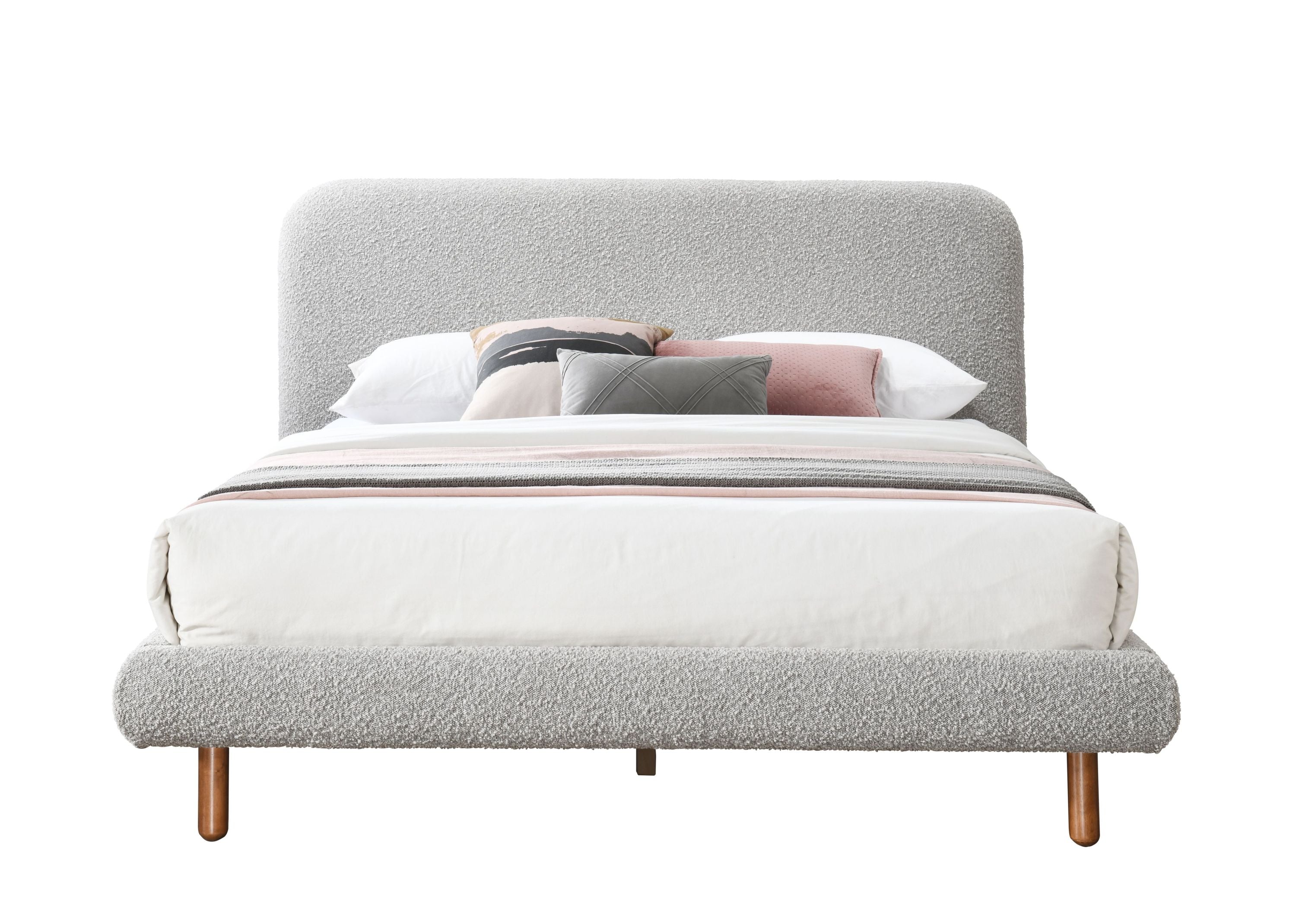 Cleo Gray Boucle Eastern King Bed