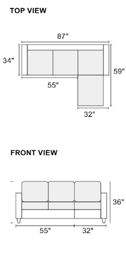 Slate Color Polyfiber Reversible Sectional