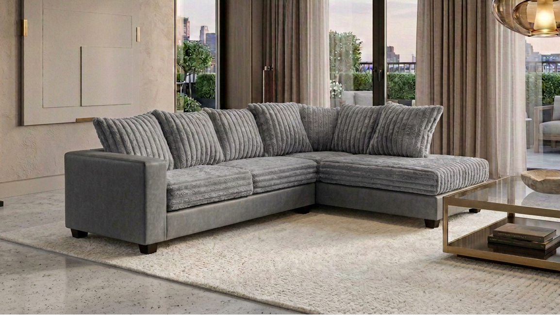 Costa Castle Corduroy Sectional with Chaise