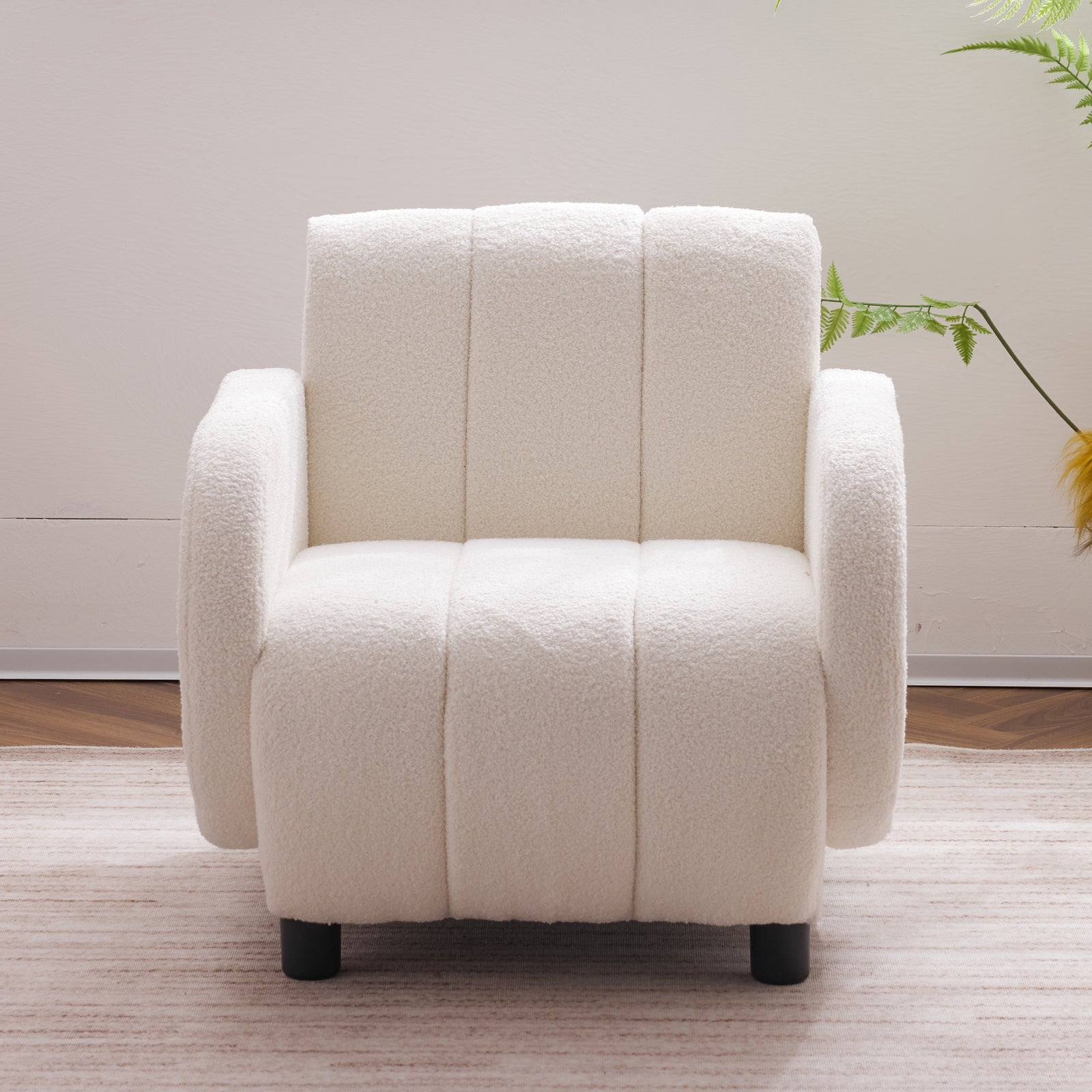 Modern Fabric Upholstered Armchair with Upholstered Reading Chair, Single Sofa, Living Room, Bedroom, Bed, Office Lounge Club Chair, Teddy Velvet