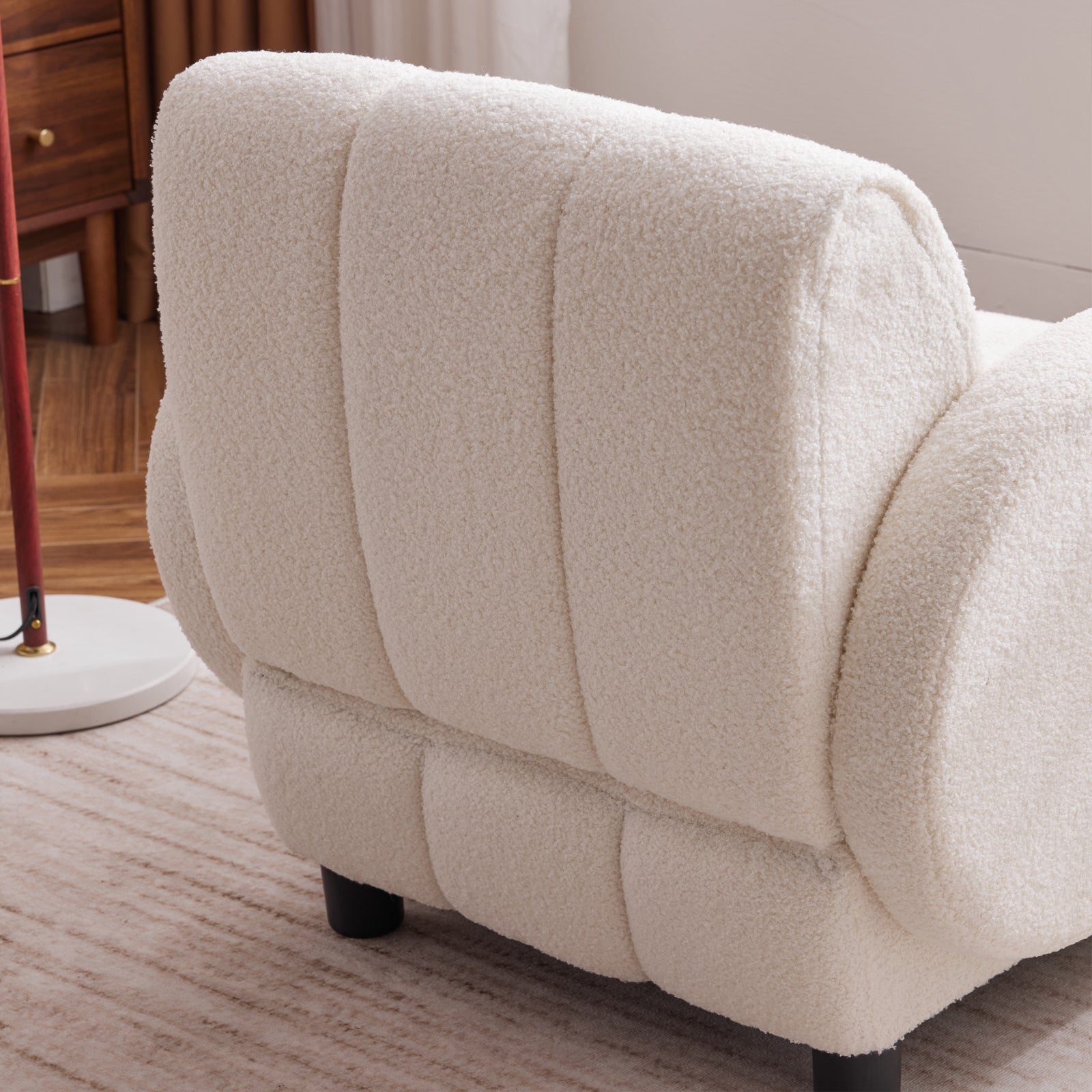 Modern Fabric Upholstered Armchair with Upholstered Reading Chair, Single Sofa, Living Room, Bedroom, Bed, Office Lounge Club Chair, Teddy Velvet
