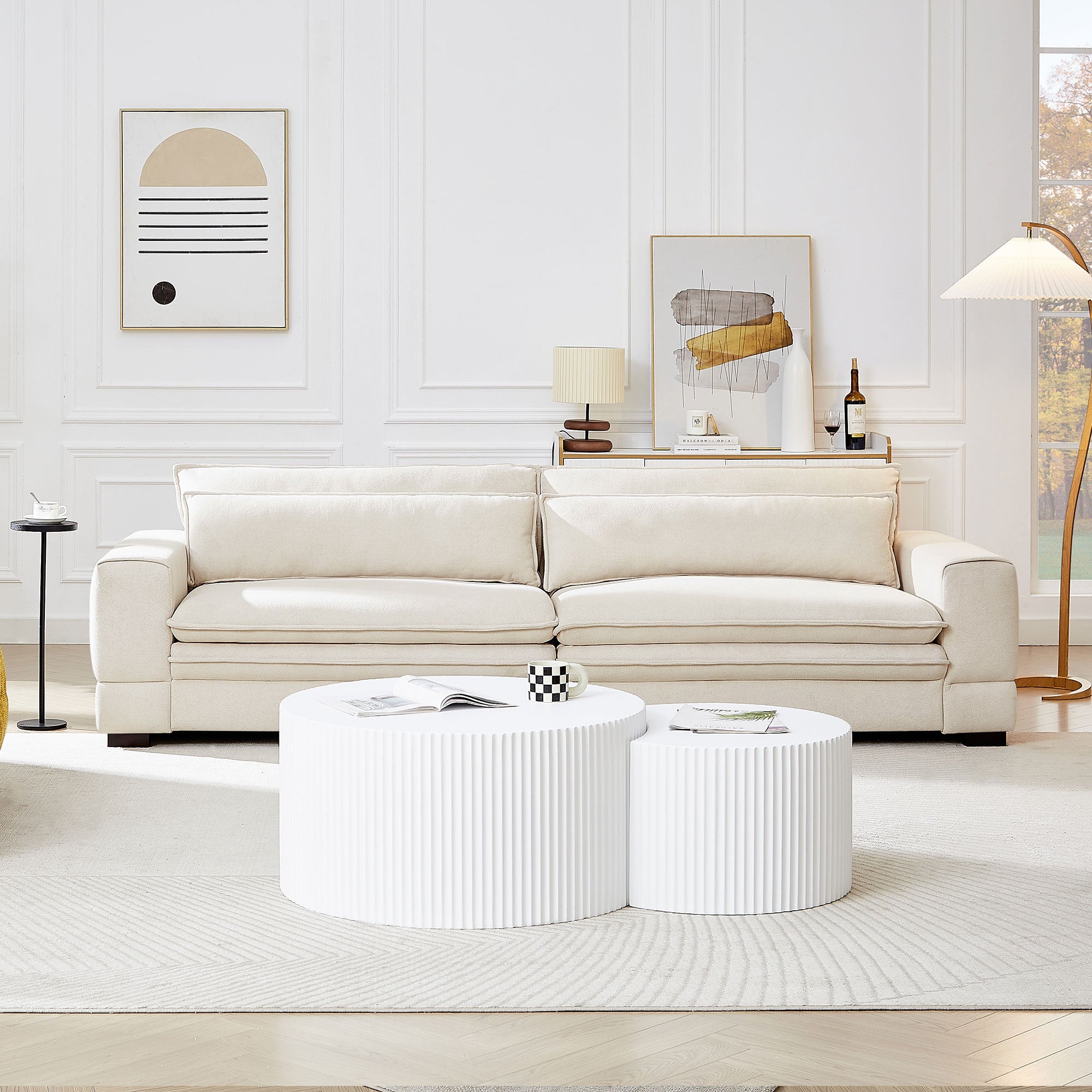 Beige Mid-Century Sofa