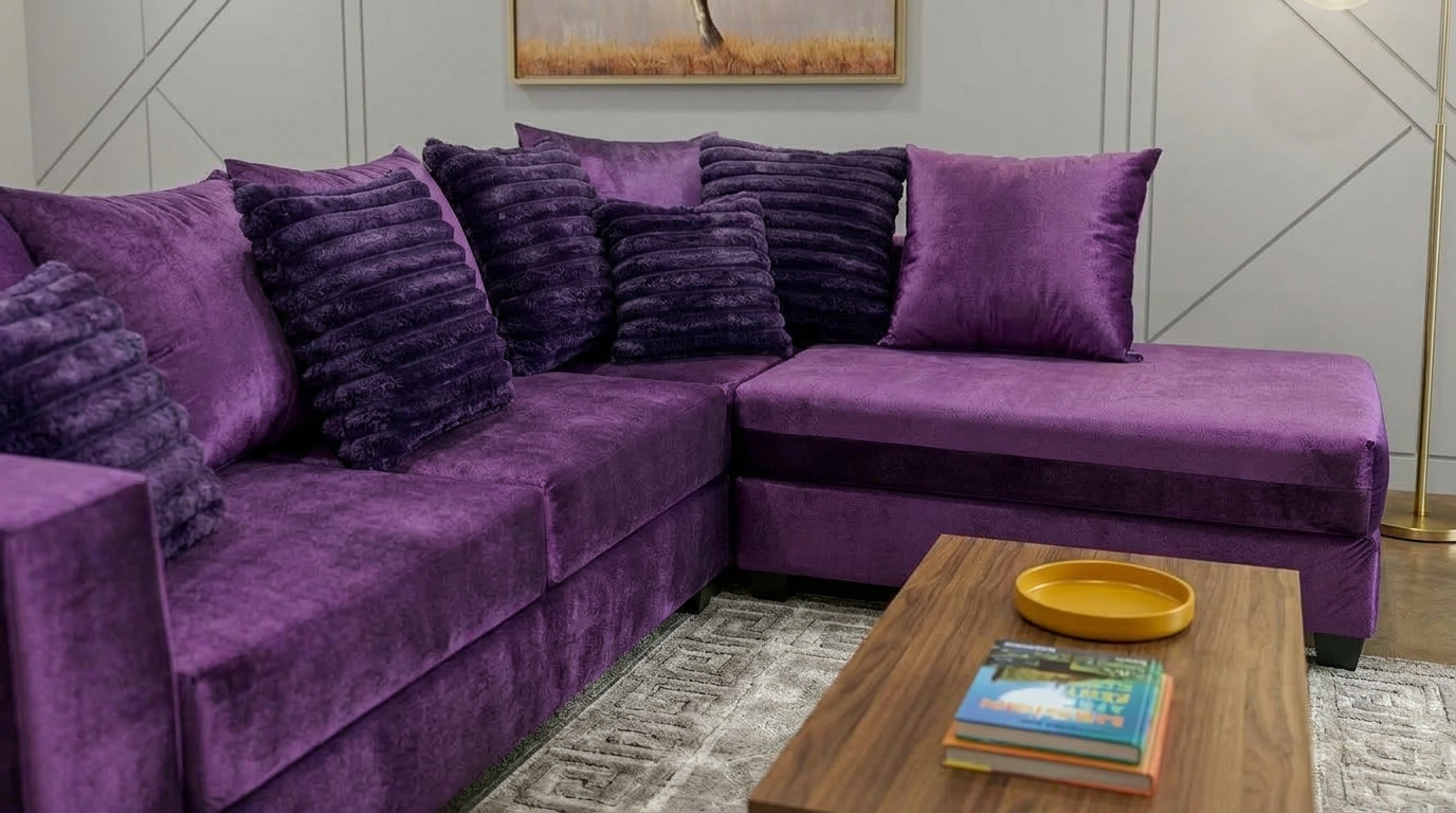 Kora Purple Sectional with Chaise, view 2