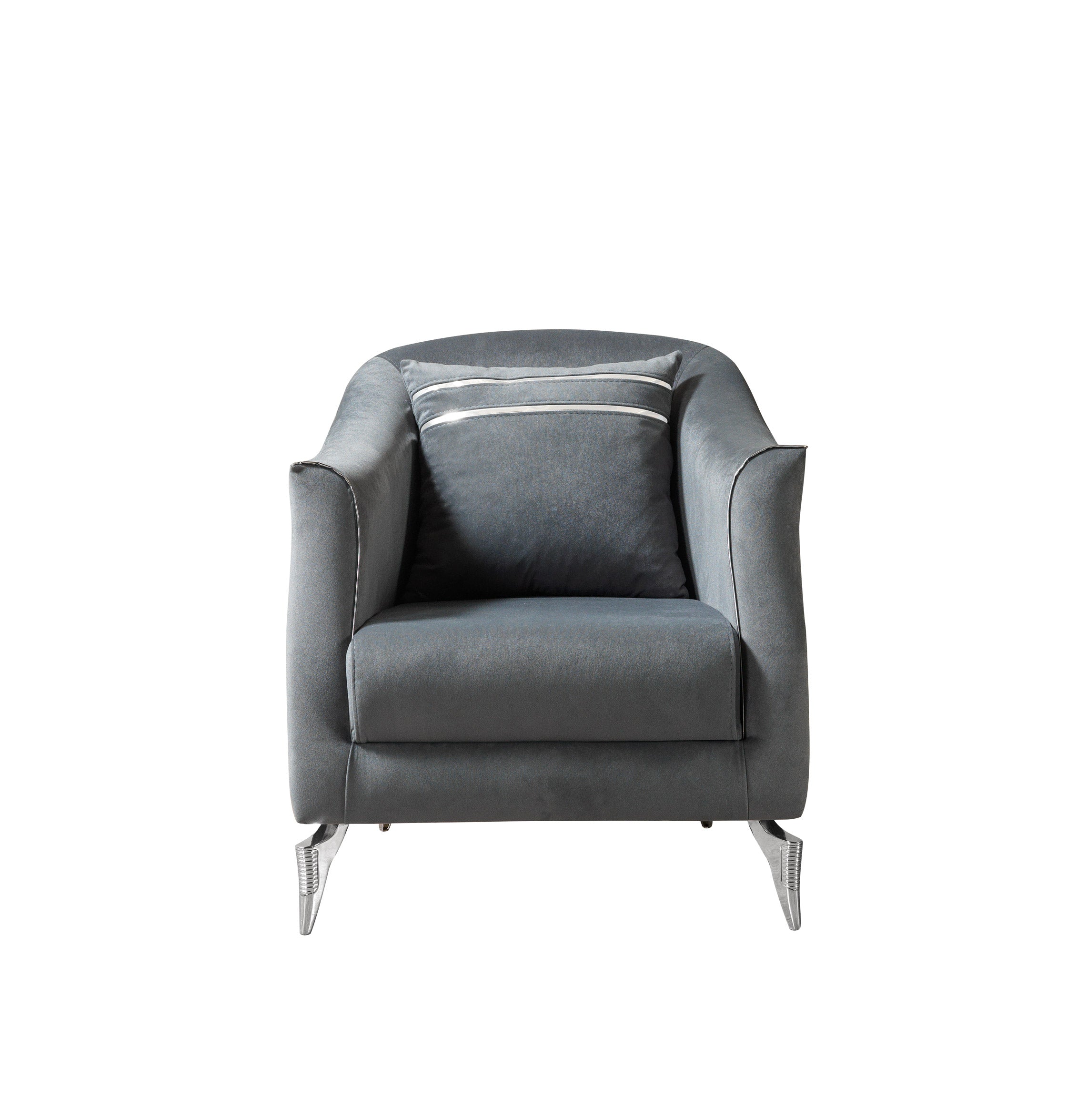 Belinda Gray Velvet Chair, view 2