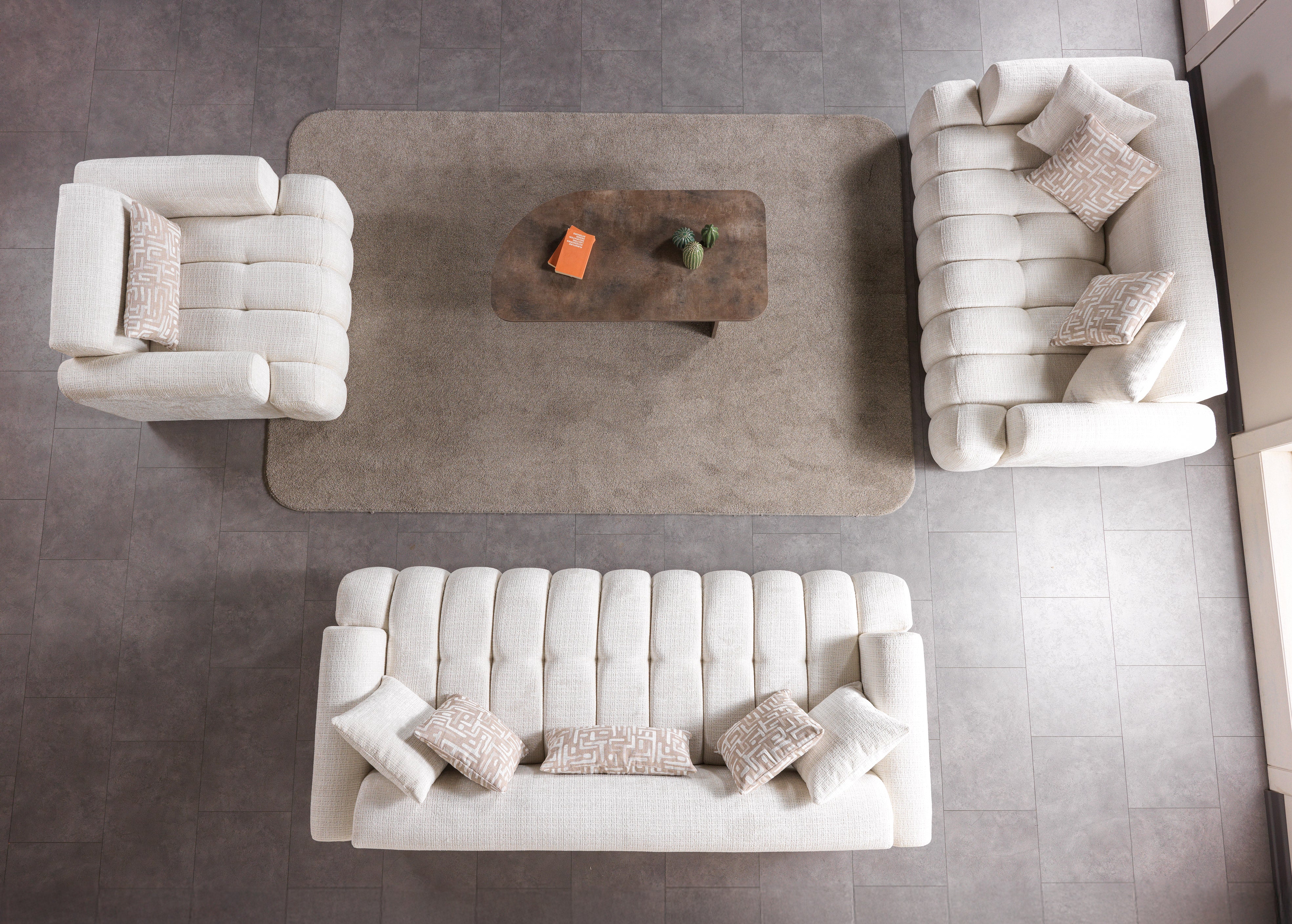 Yulia Ivory Boucle Chair, view 3