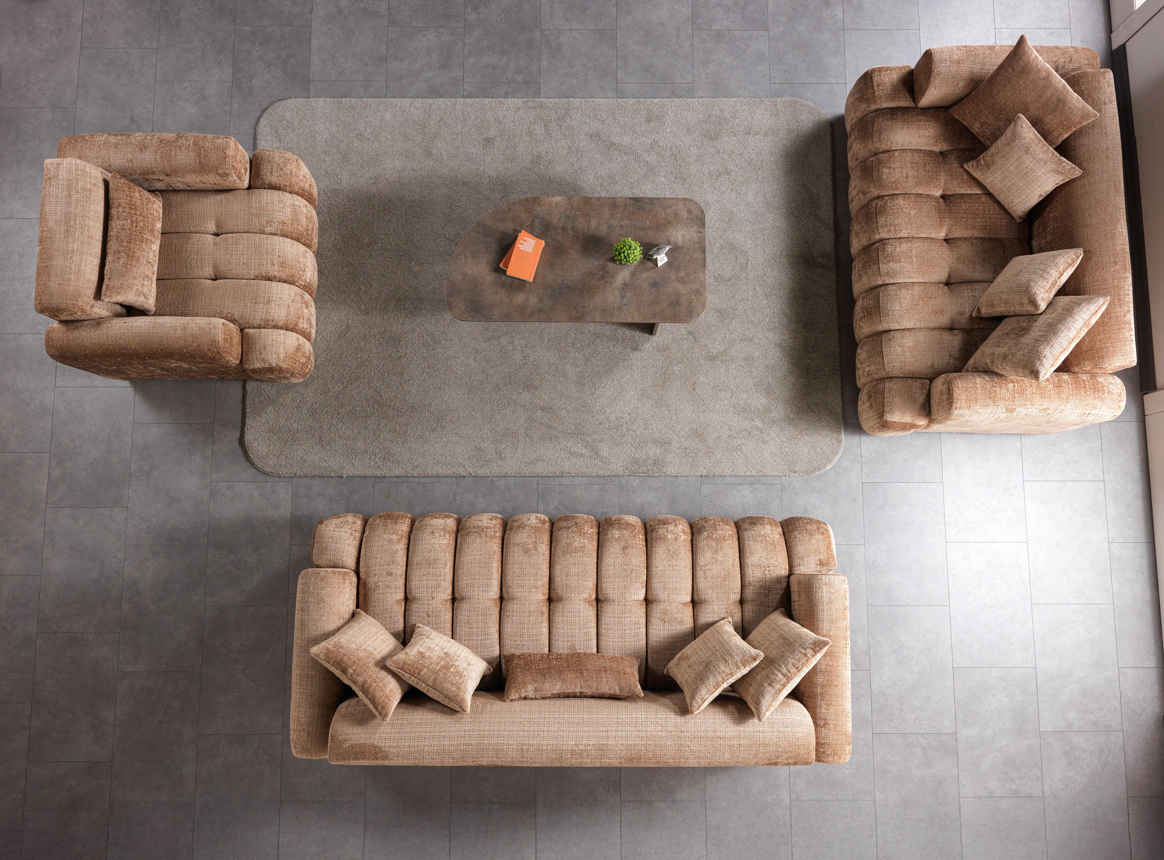 Yulia Coffee Boucle Chair, view 3