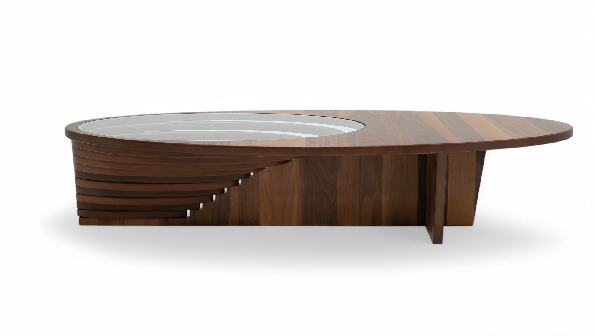 Walnut Oval Layered Coffee Table, view 6