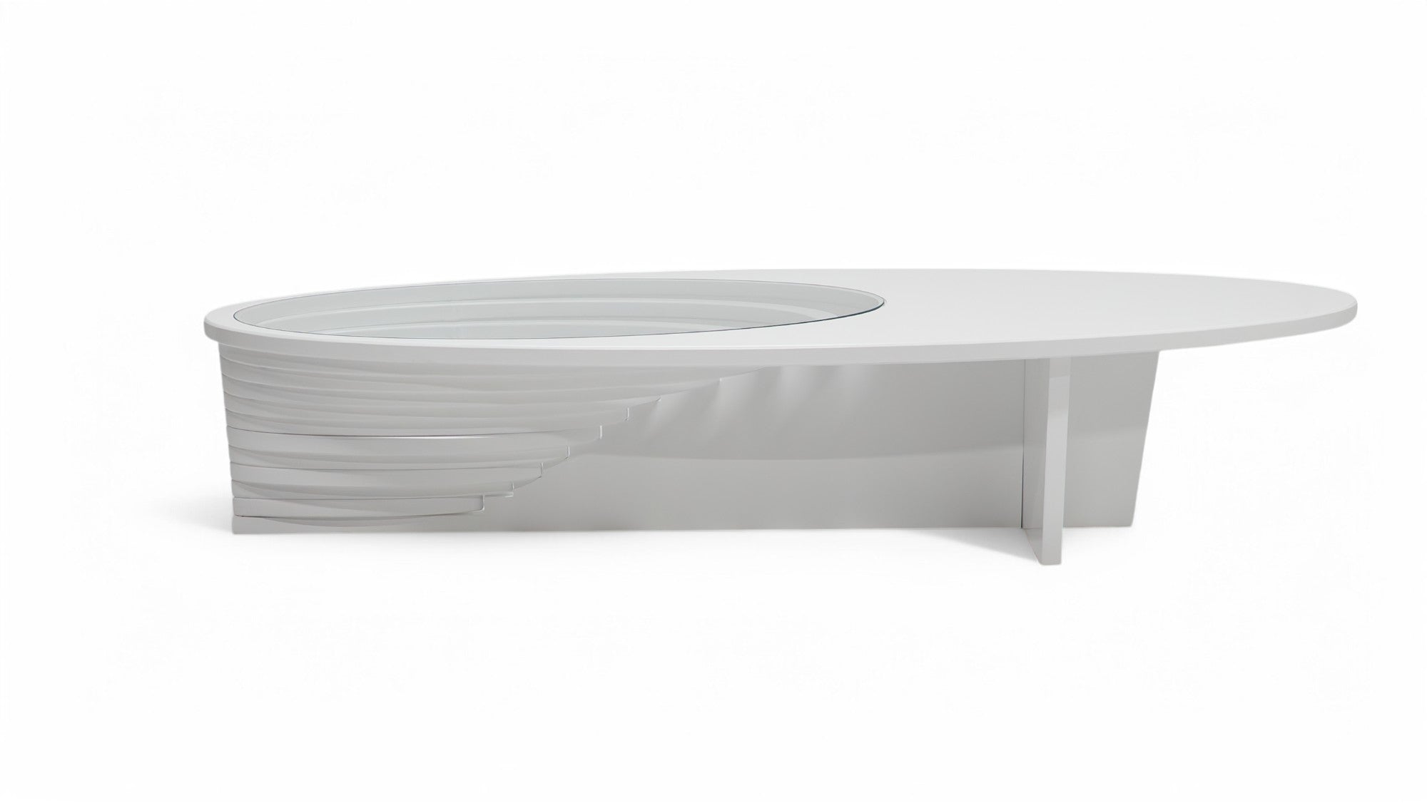 White Oval Layered Coffee Table, view 2