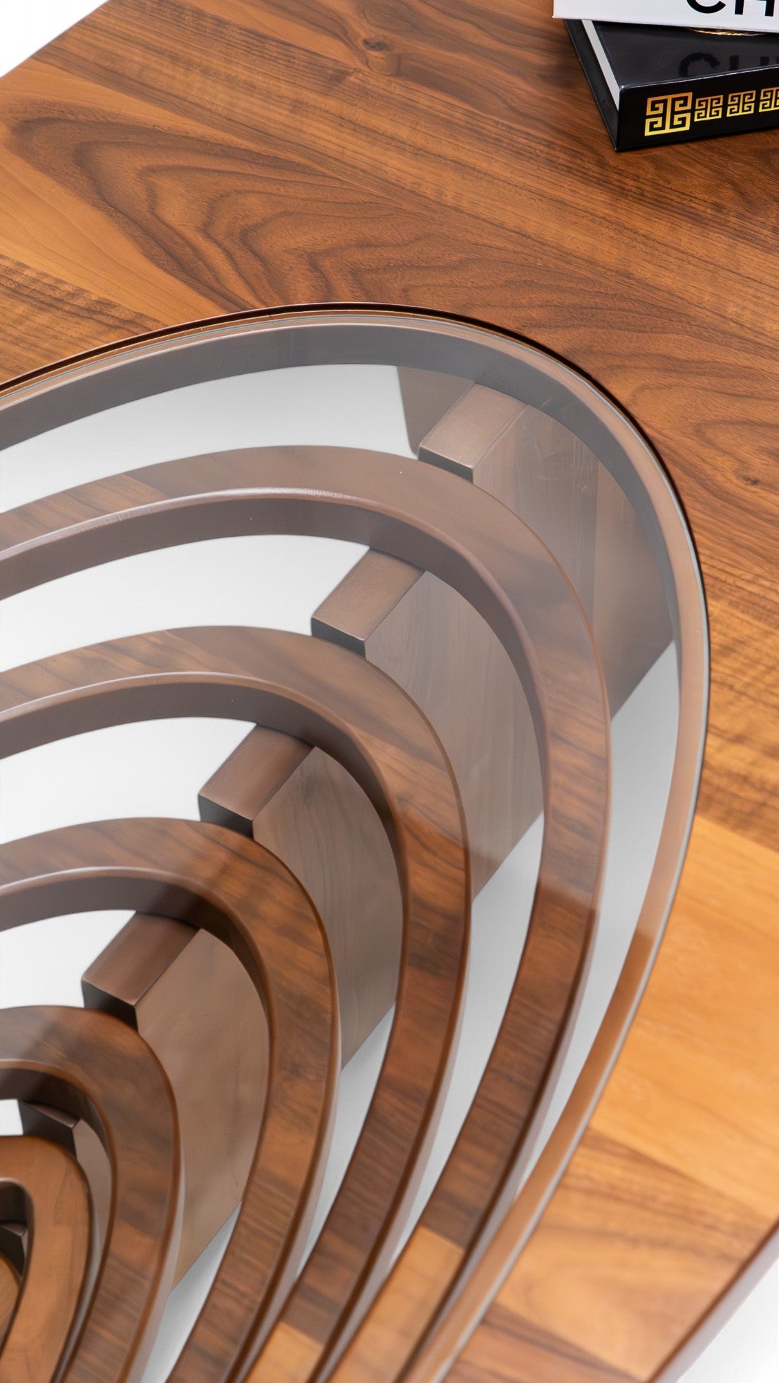 Walnut Oval Layered Coffee Table, view 3