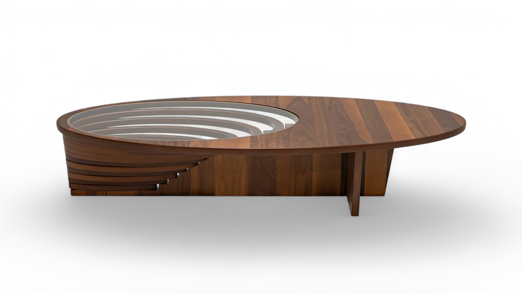 Walnut Oval Layered Coffee Table, view 2