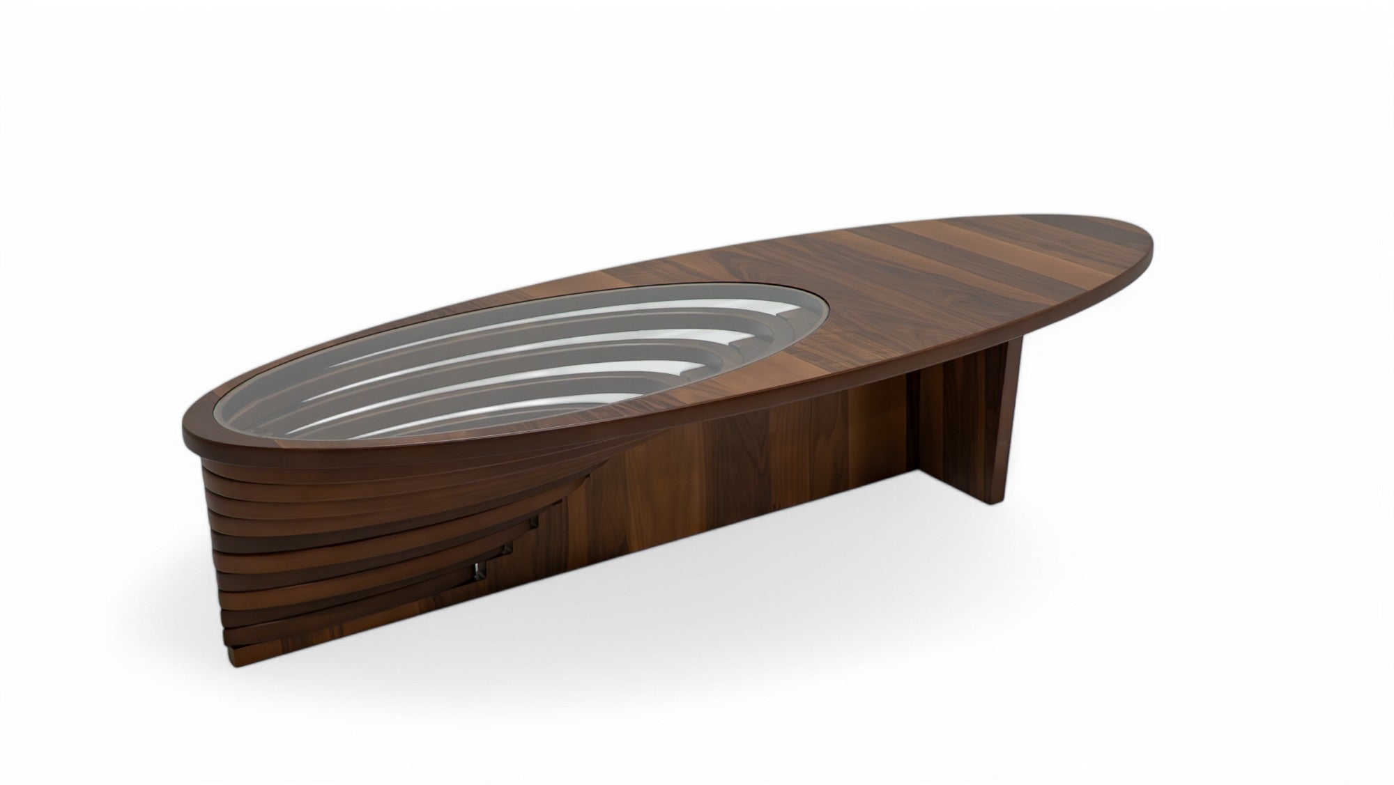 Walnut Oval Layered Coffee Table, view 7