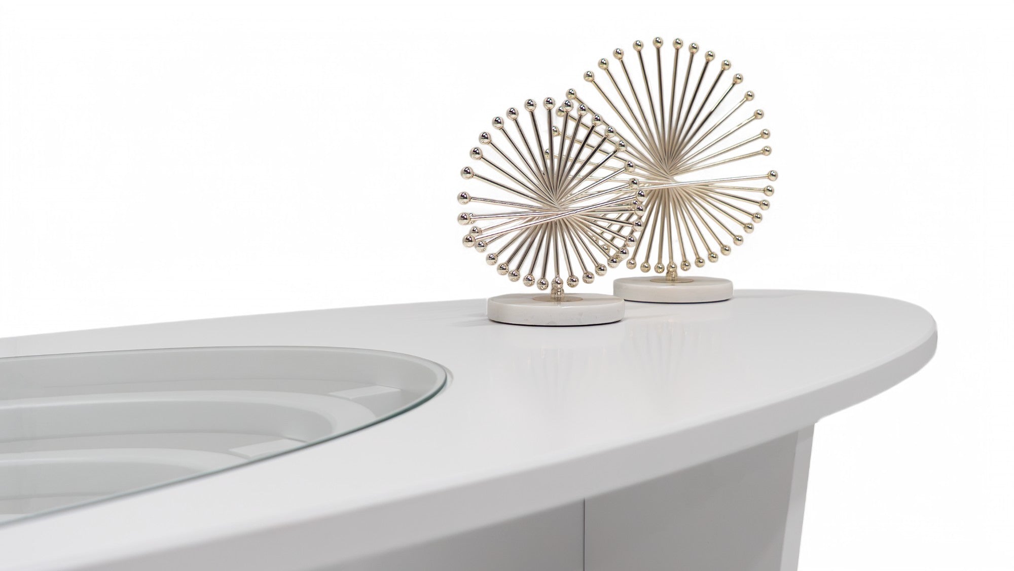 White Oval Layered Coffee Table, view 4