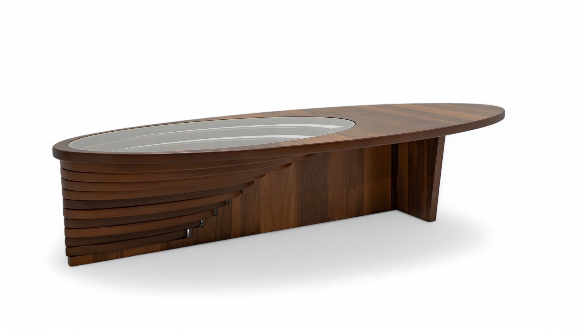 Walnut Oval Layered Coffee Table, view 8