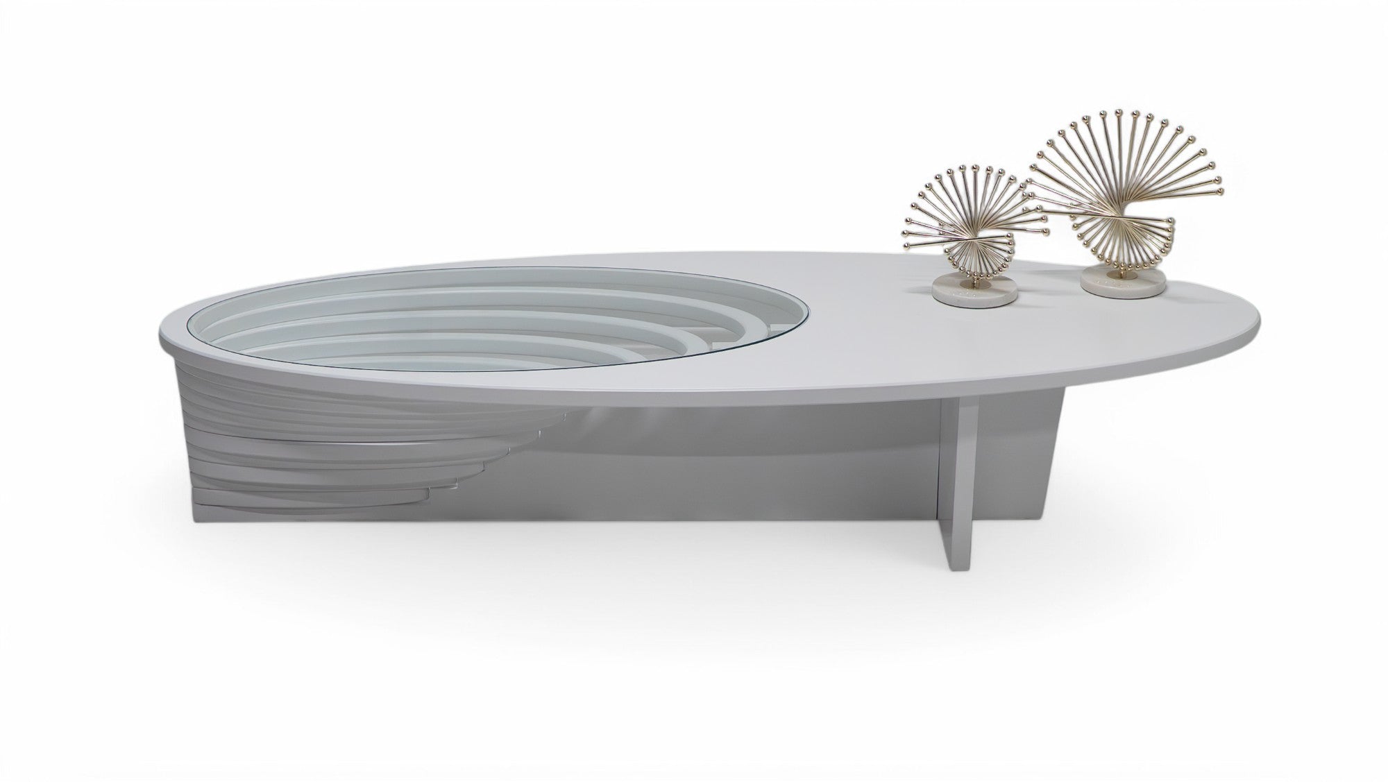 White Oval Layered Coffee Table, view 6