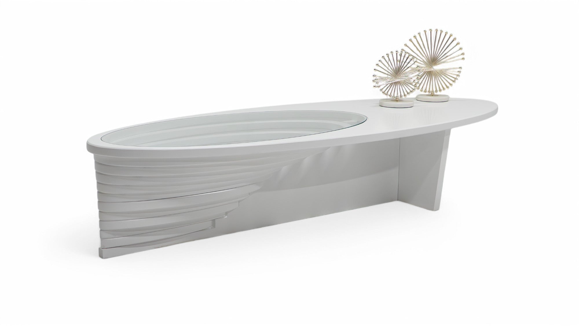 White Oval Layered Coffee Table, view 9