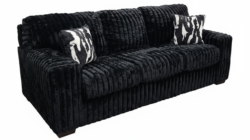 Austin Black Corduroy Sofa and Loveseat Set, view 2