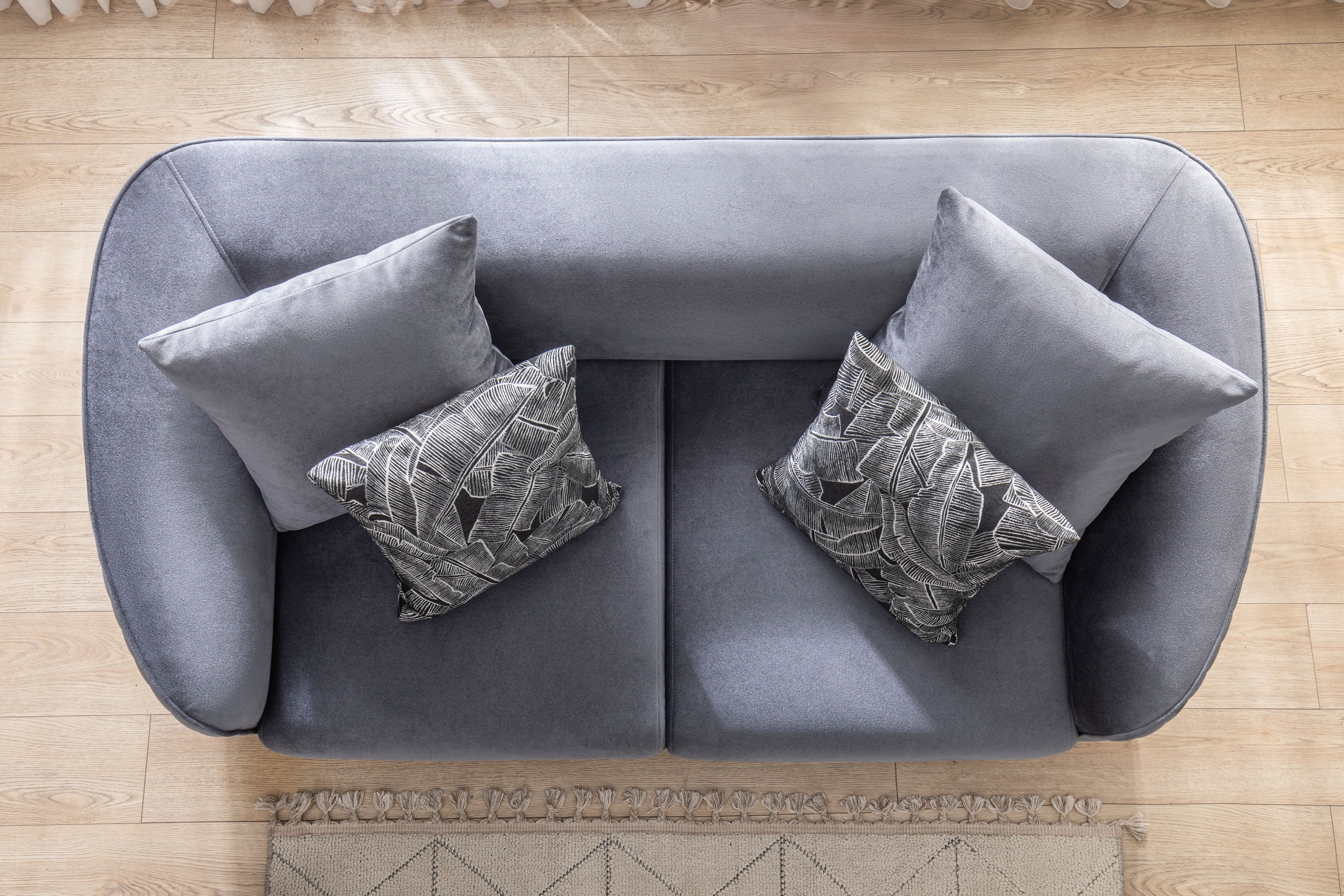 Angela Gray Velvet Sofa and Loveseat Set, view 5