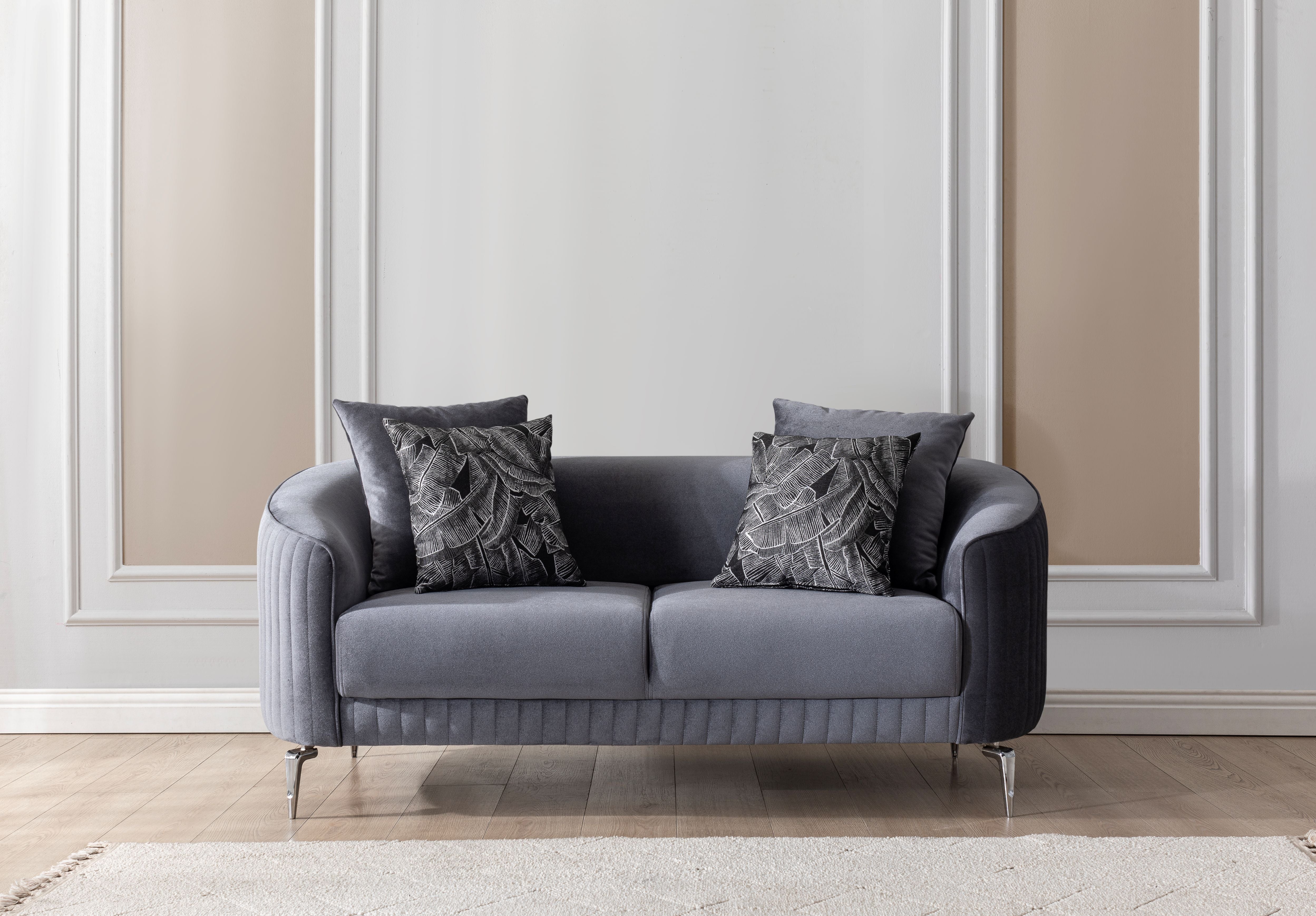 Angela Gray Velvet Sofa and Loveseat Set, view 4