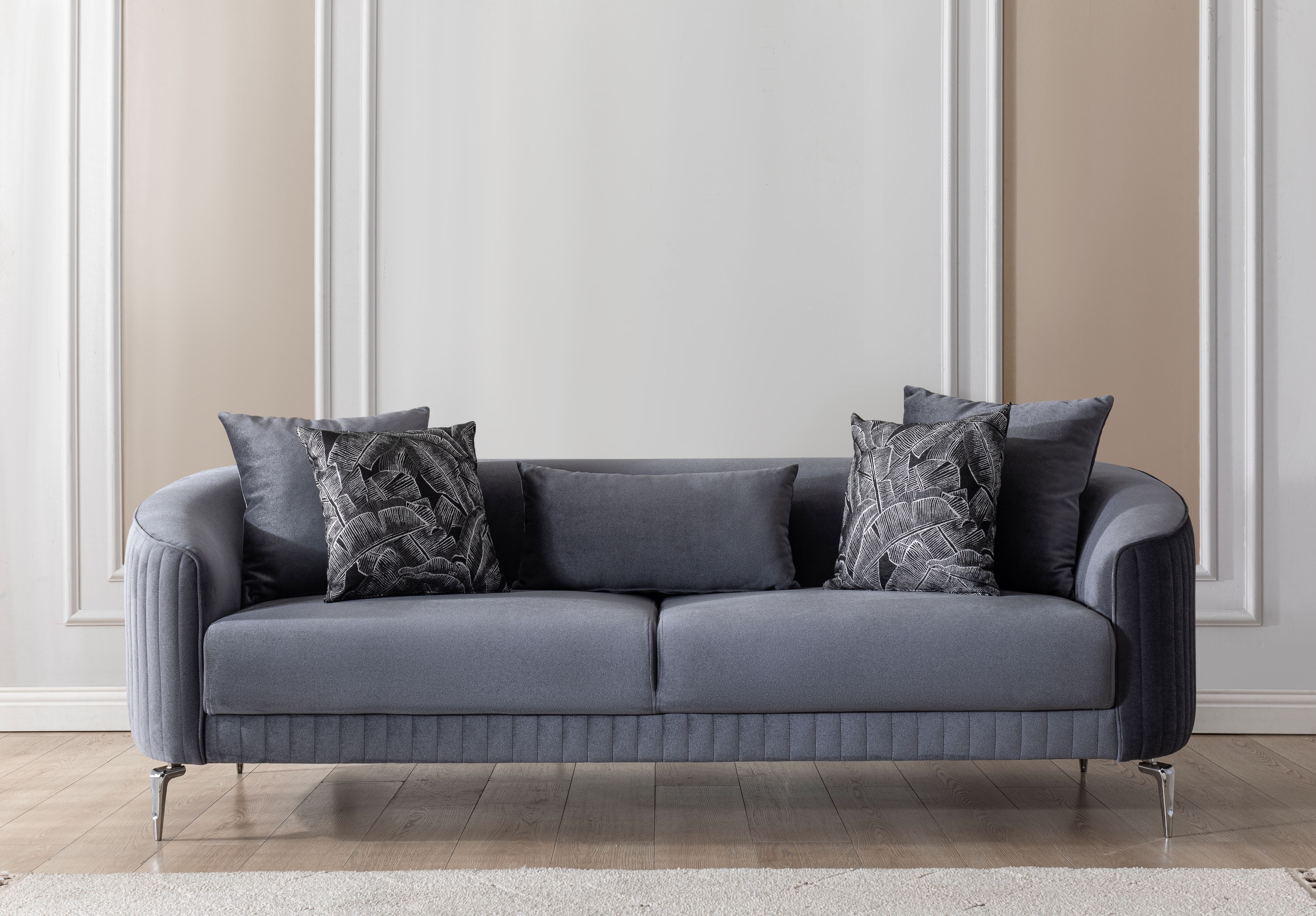 Angela Gray Velvet Sofa and Loveseat Set, view 3