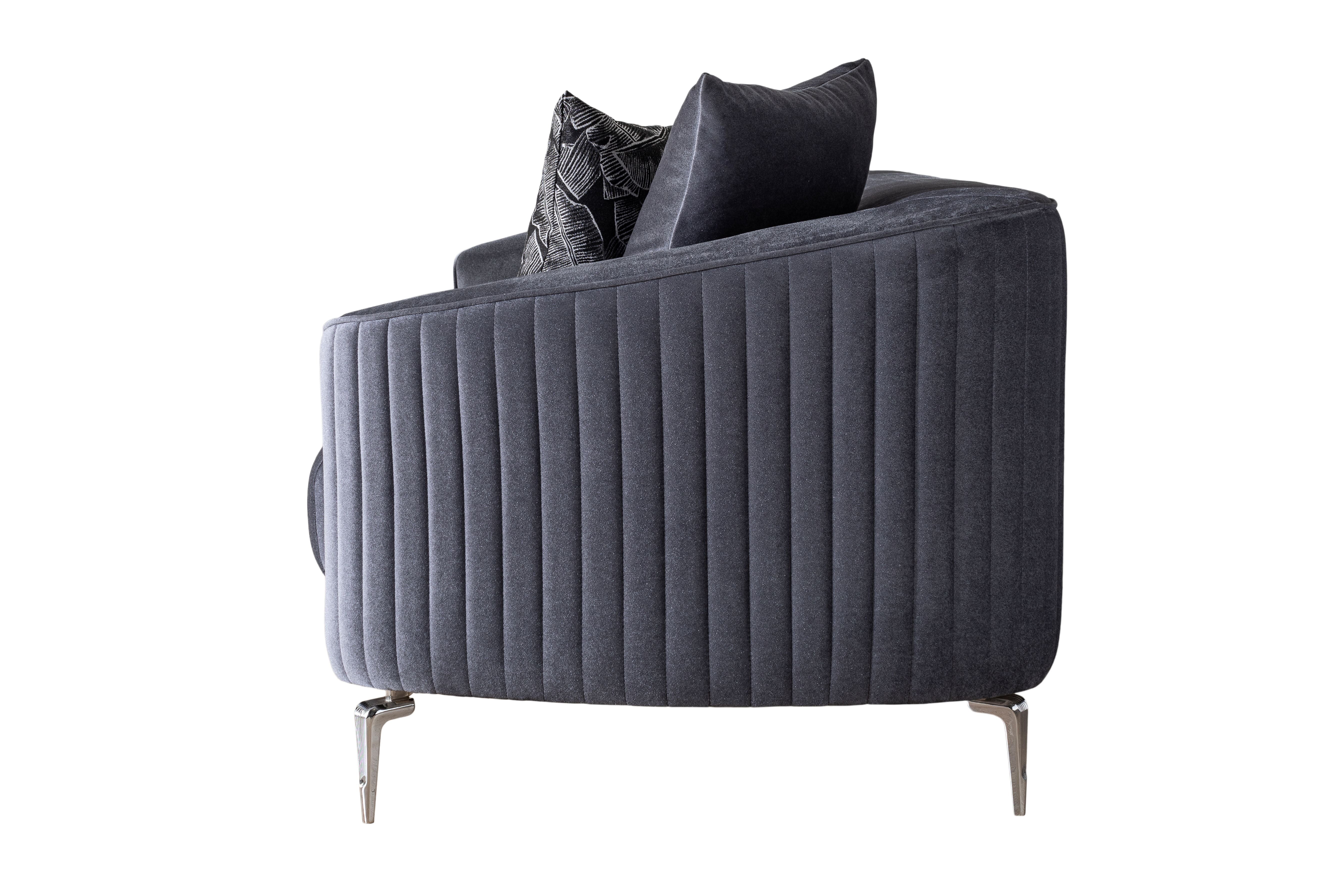 Angela Gray Velvet Sofa and Loveseat Set, view 8
