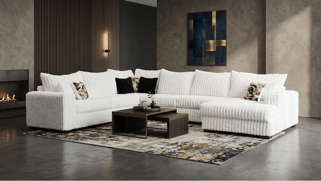 Eggshell White Oversized Sectional with Chaise, view 2