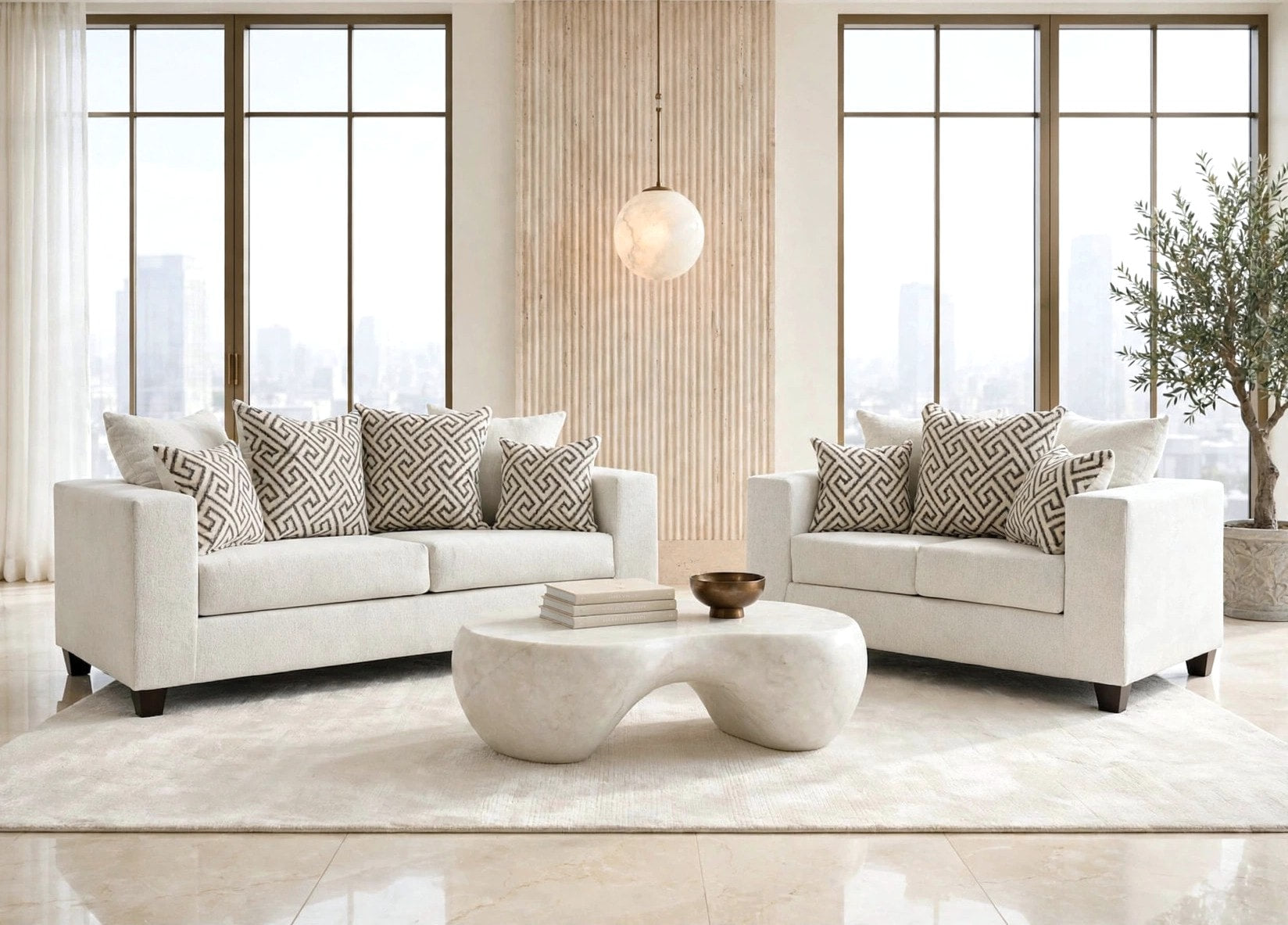 Stone Chenille Sofa & Loveseat Set