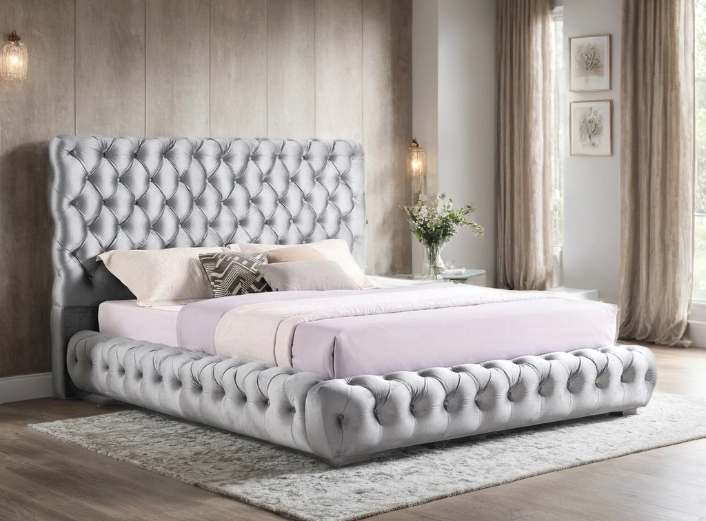 Dream Gray Velvet Platform Bed, view 3