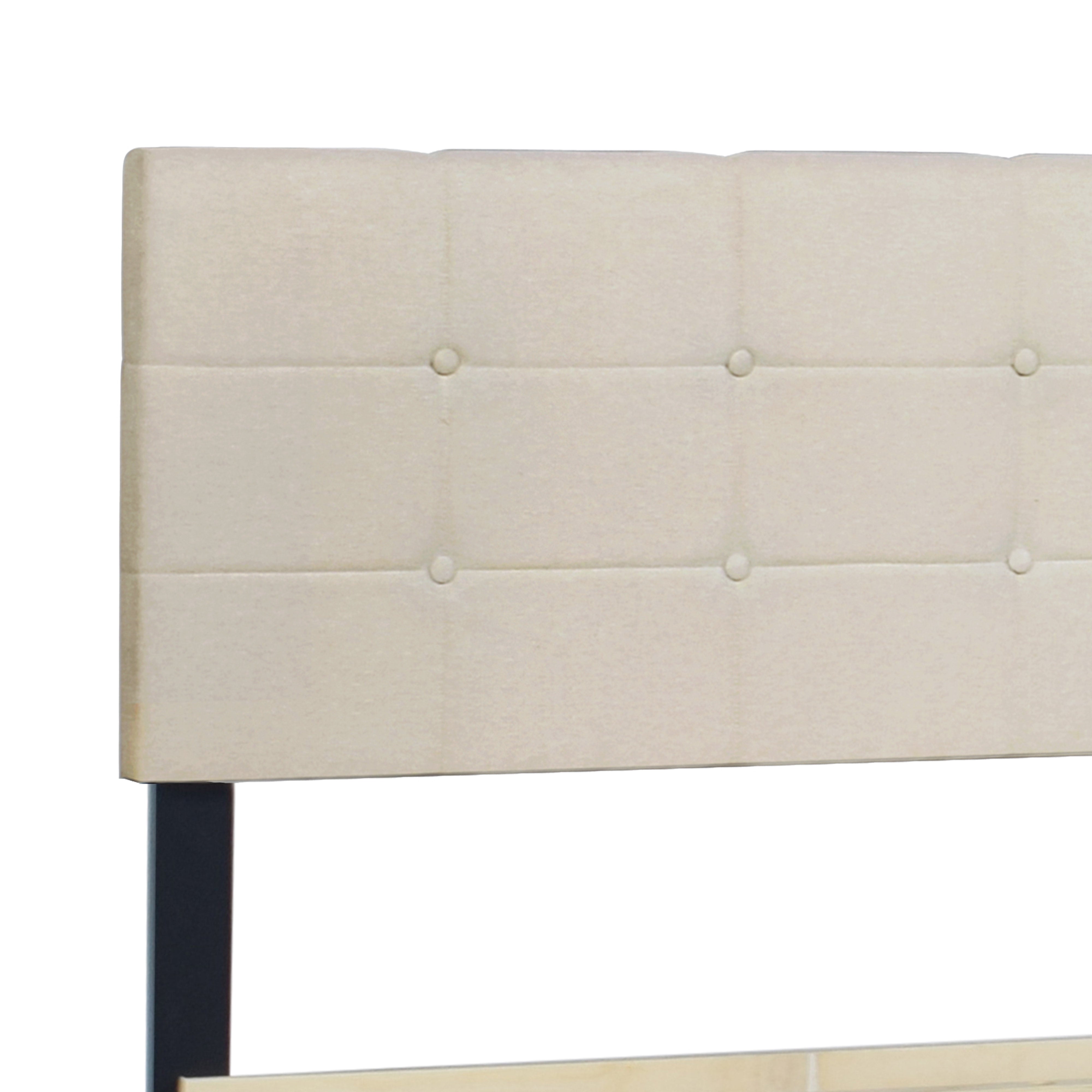 Beige Linen Storage Platform Bed with Side Drawers, view 3