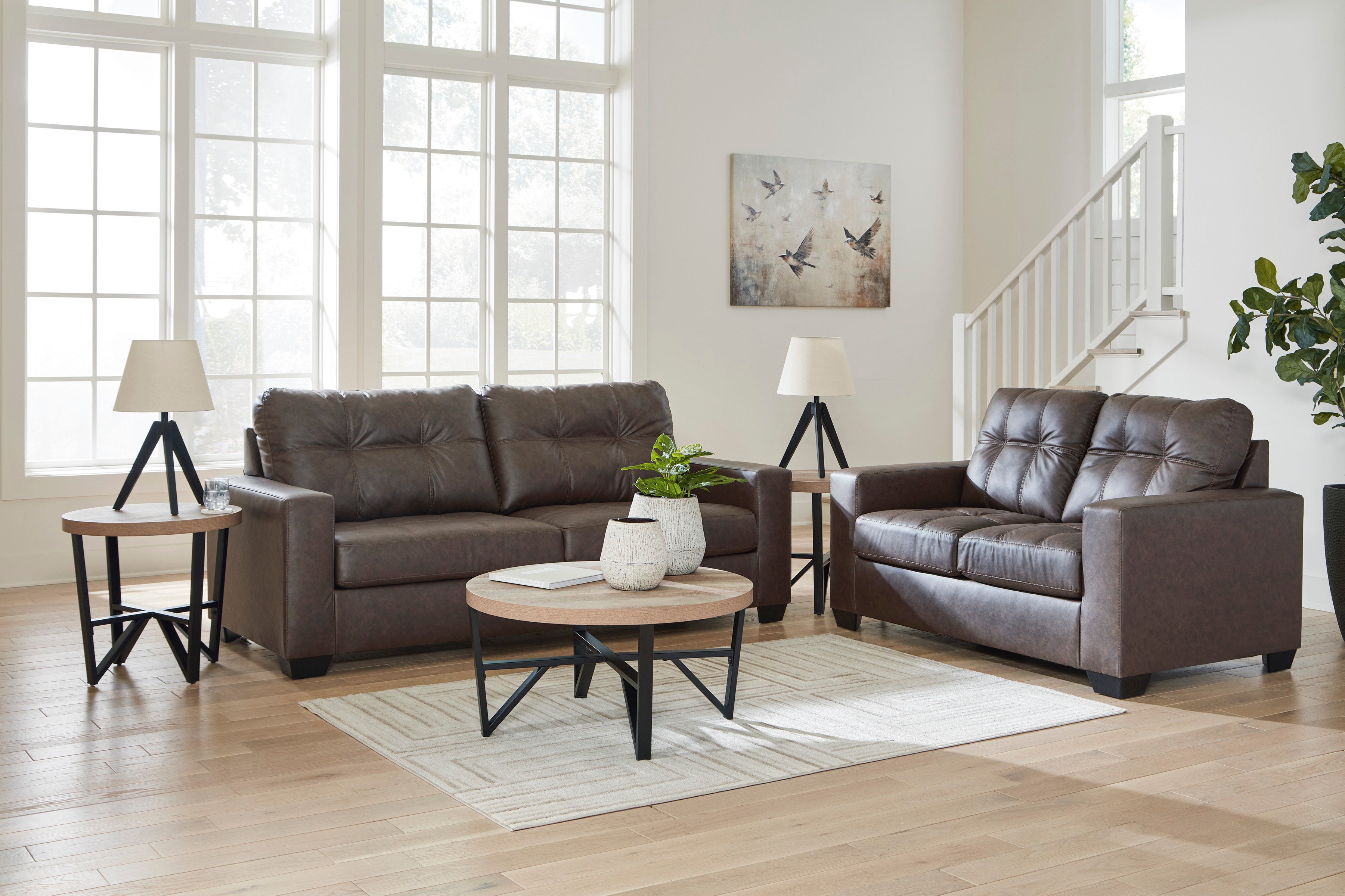 Ashley Umber Faux Leather Sofa & Loveseat Set