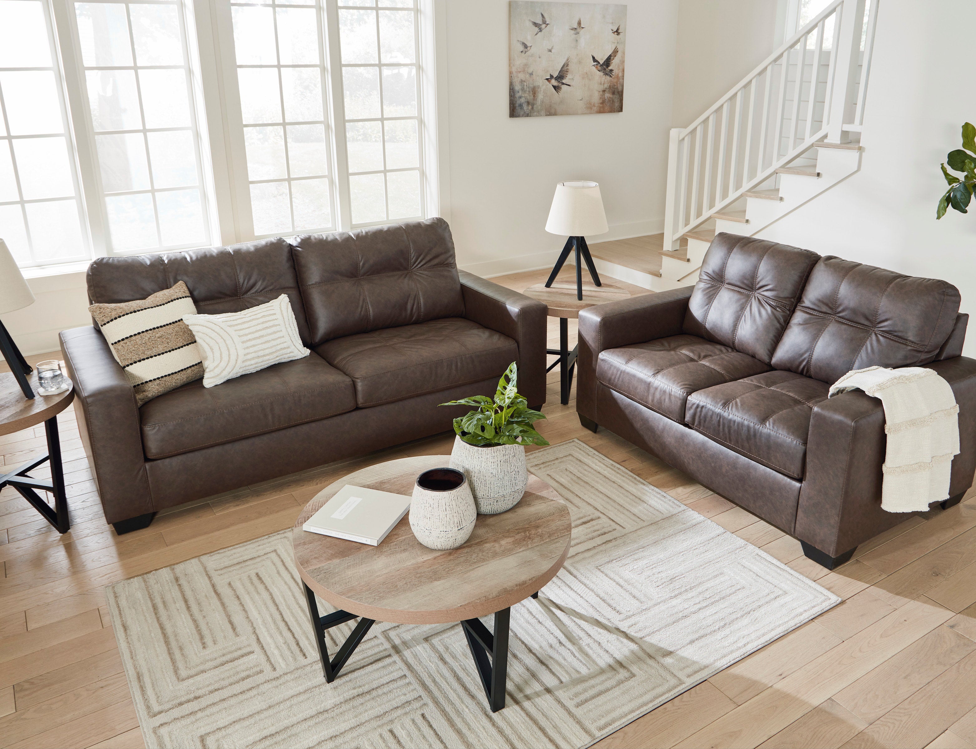 Ashley Umber Faux Leather Sofa & Loveseat Set, view 3