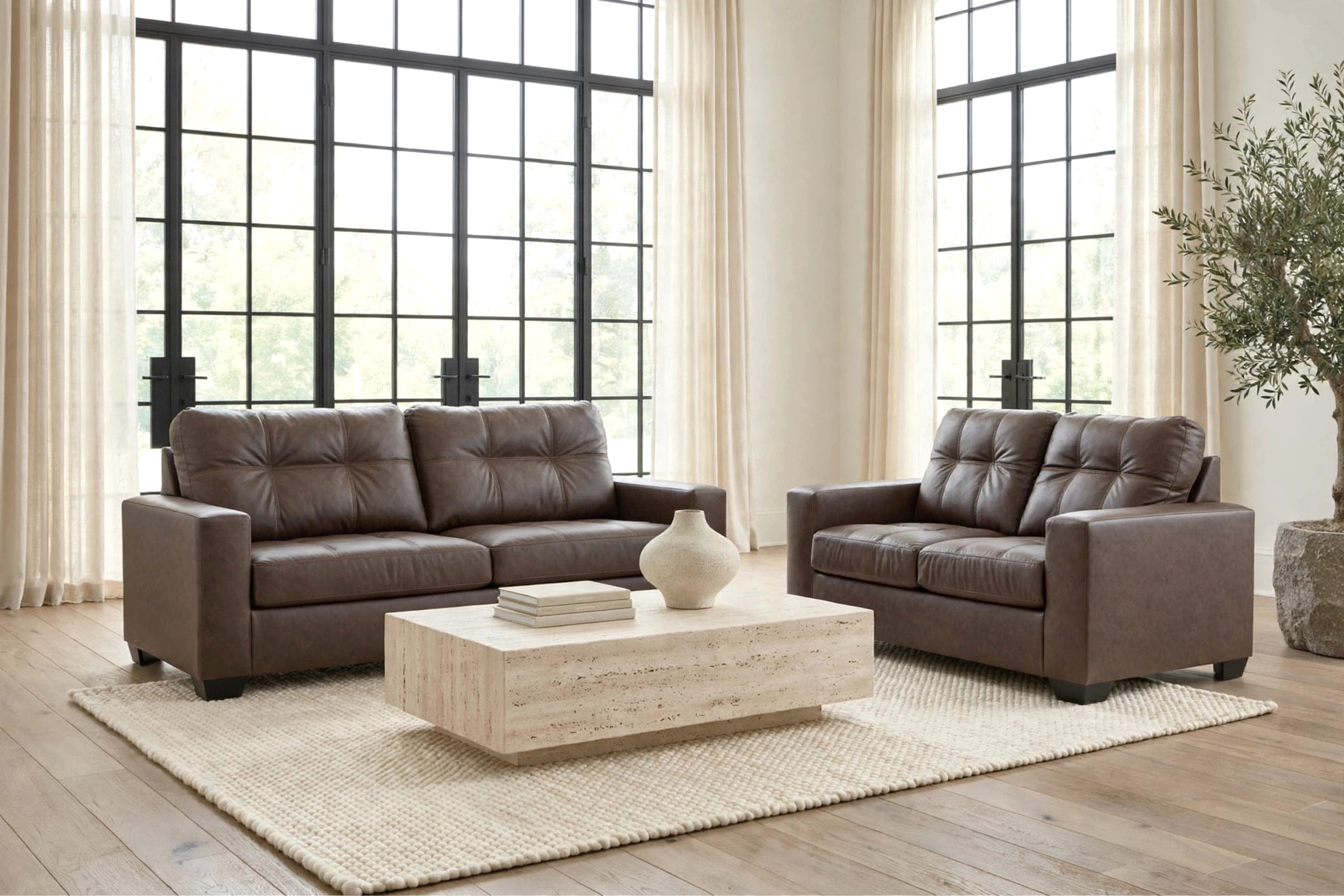 Ashley Umber Faux Leather Sofa & Loveseat Set, view 4