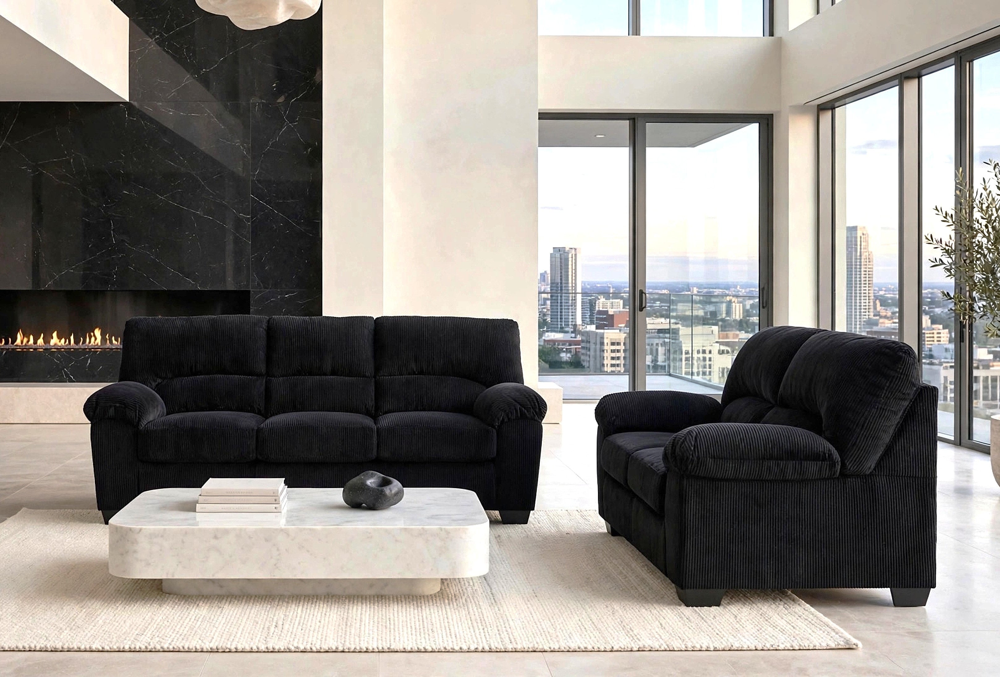 Ashley Onyx Plush Sofa & Loveseat Set