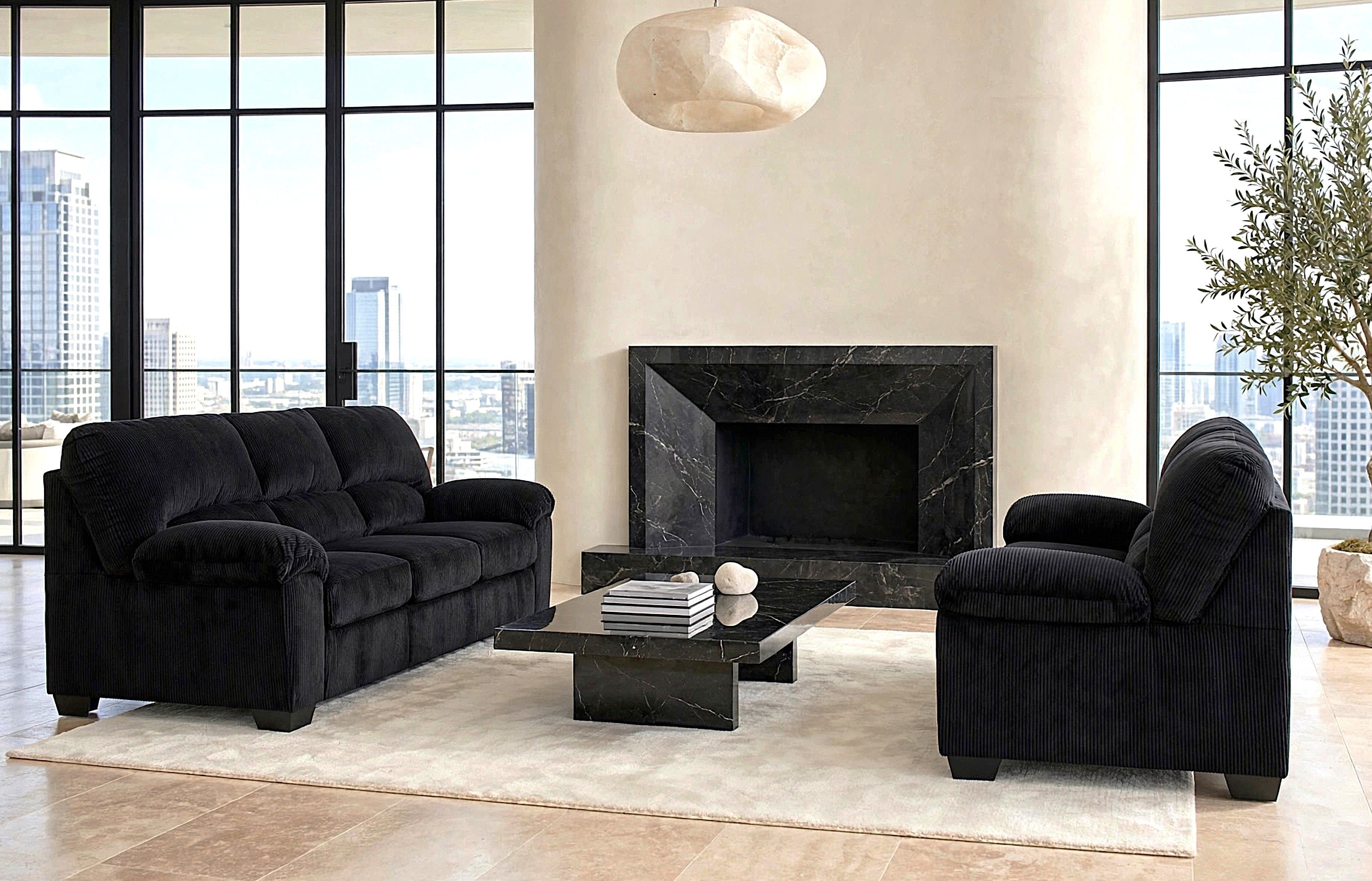 Ashley Onyx Plush Sofa & Loveseat Set, view 2